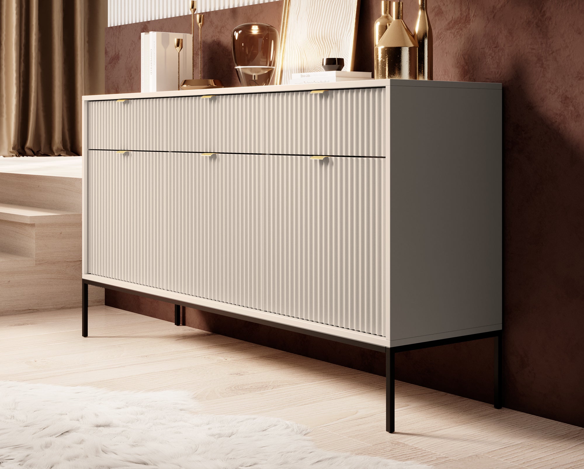 Navil - Dressoir - Beige - 154x39x83 cm
