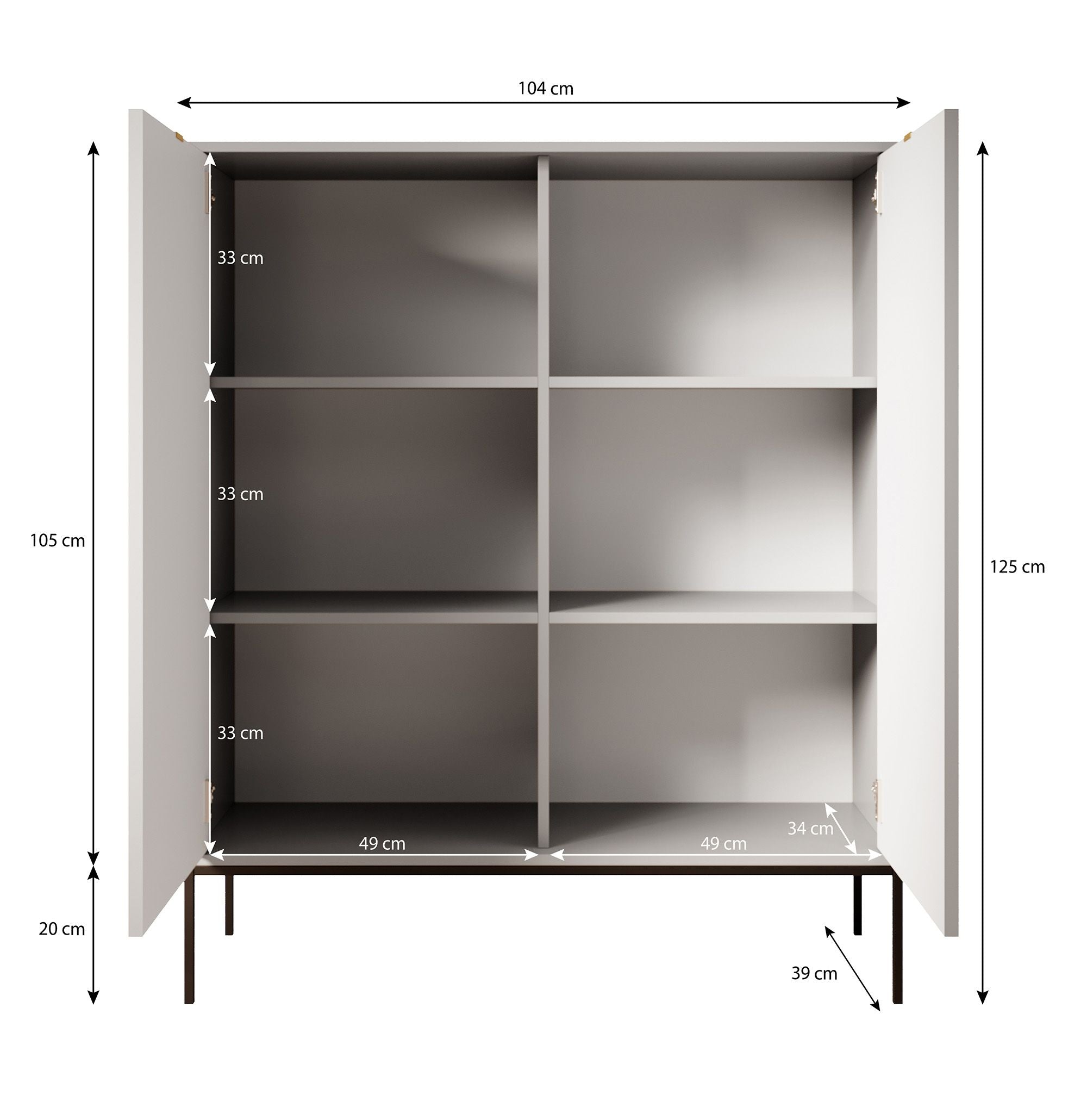 Navil - Dressoir - Beige - 104x39x125 cm