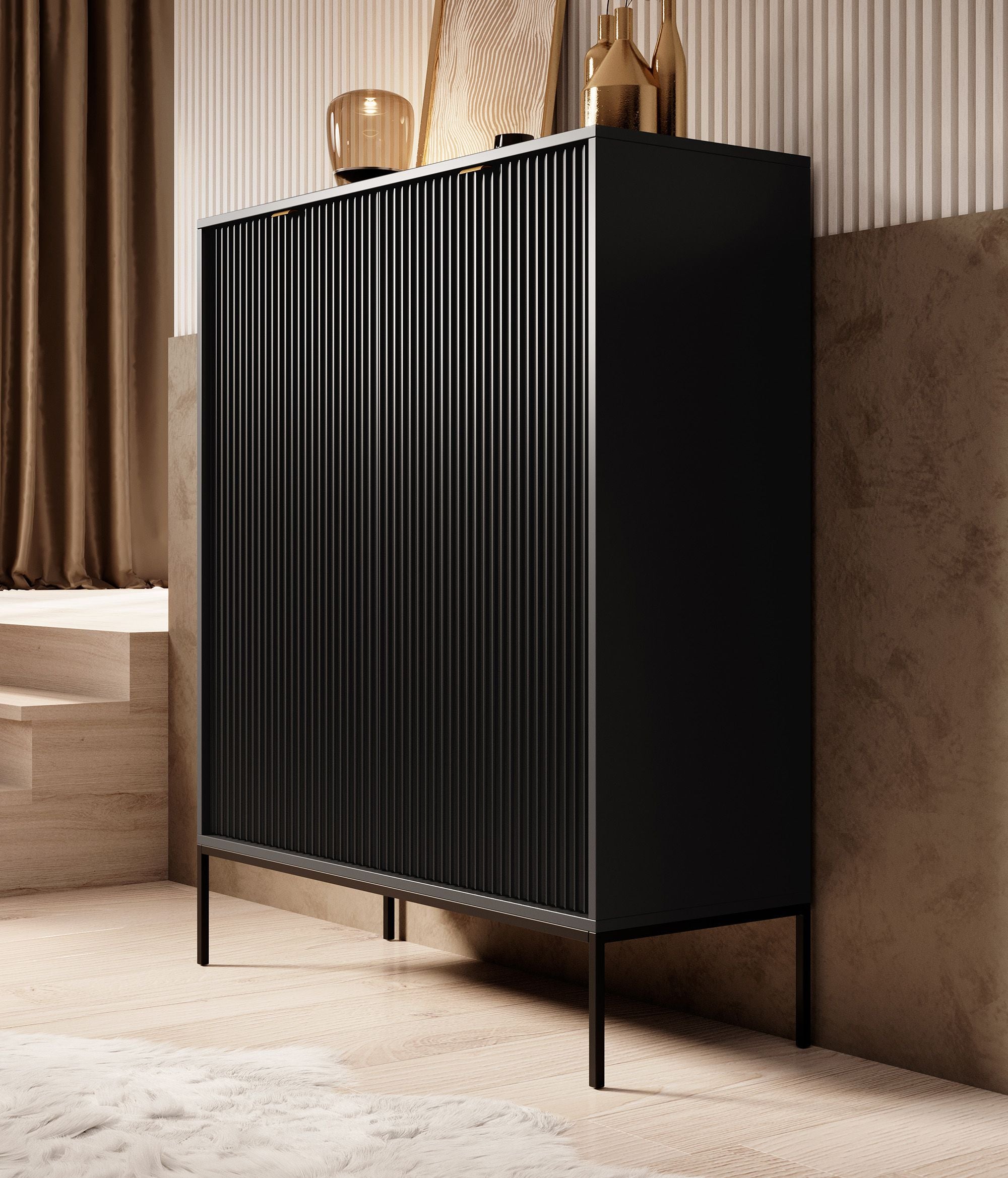Navil - Dressoir - Zwart - 104x39x125 cm