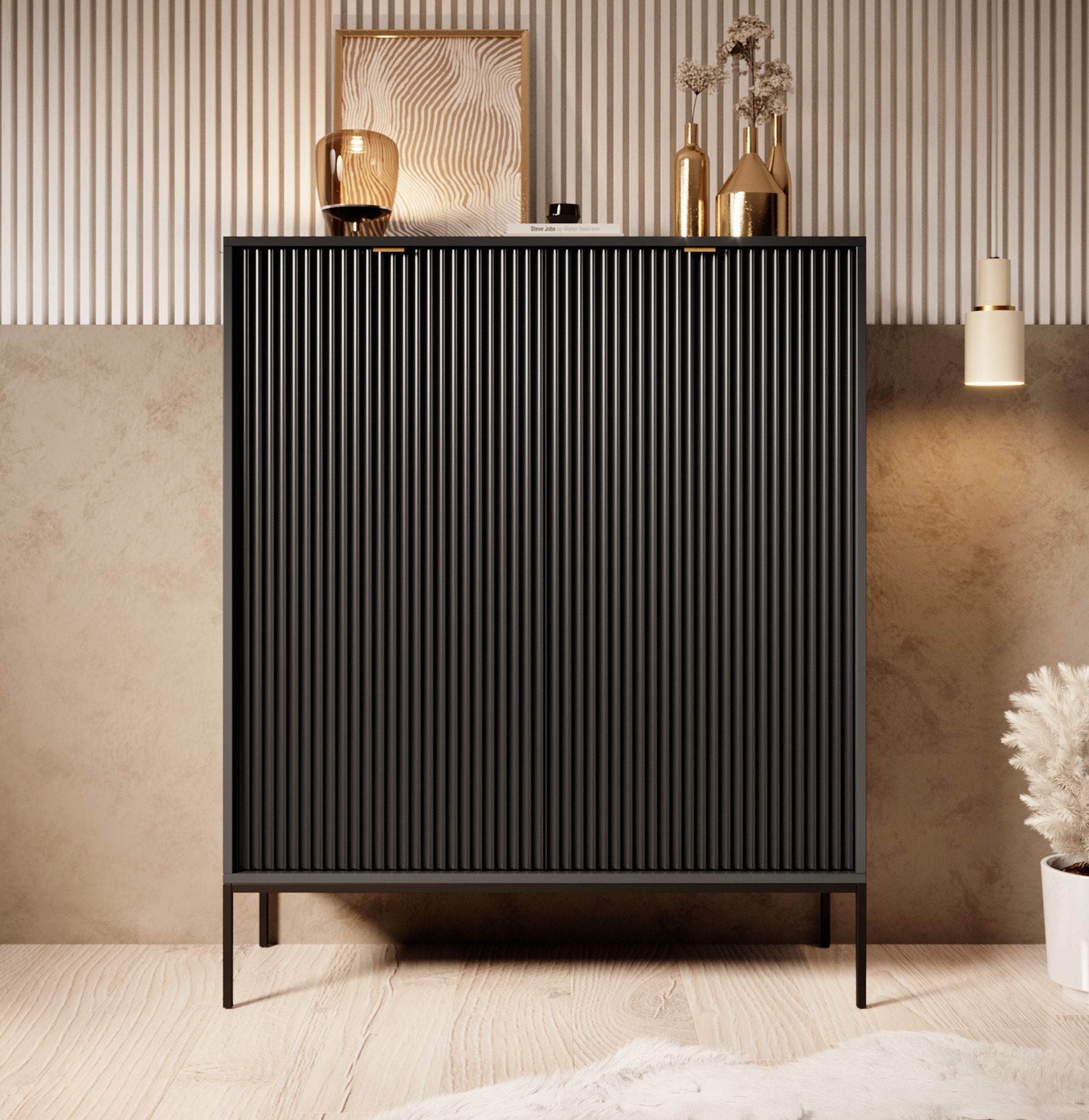 Navil - Dressoir - Zwart - 104x39x125 cm