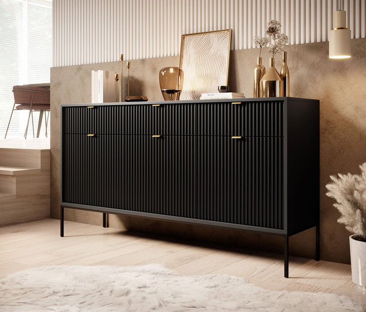 Navil - Dressoir - Zwart - 154x39x83 cm