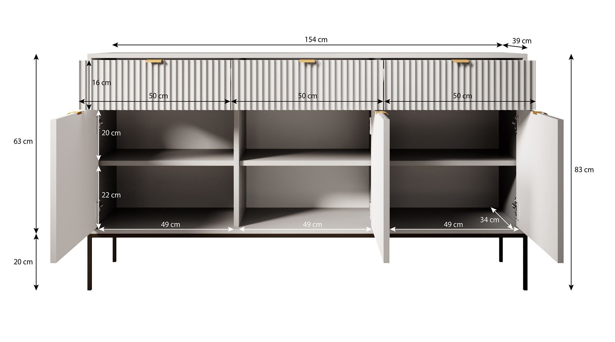 Navil - Dressoir - Beige - 154x39x83 cm