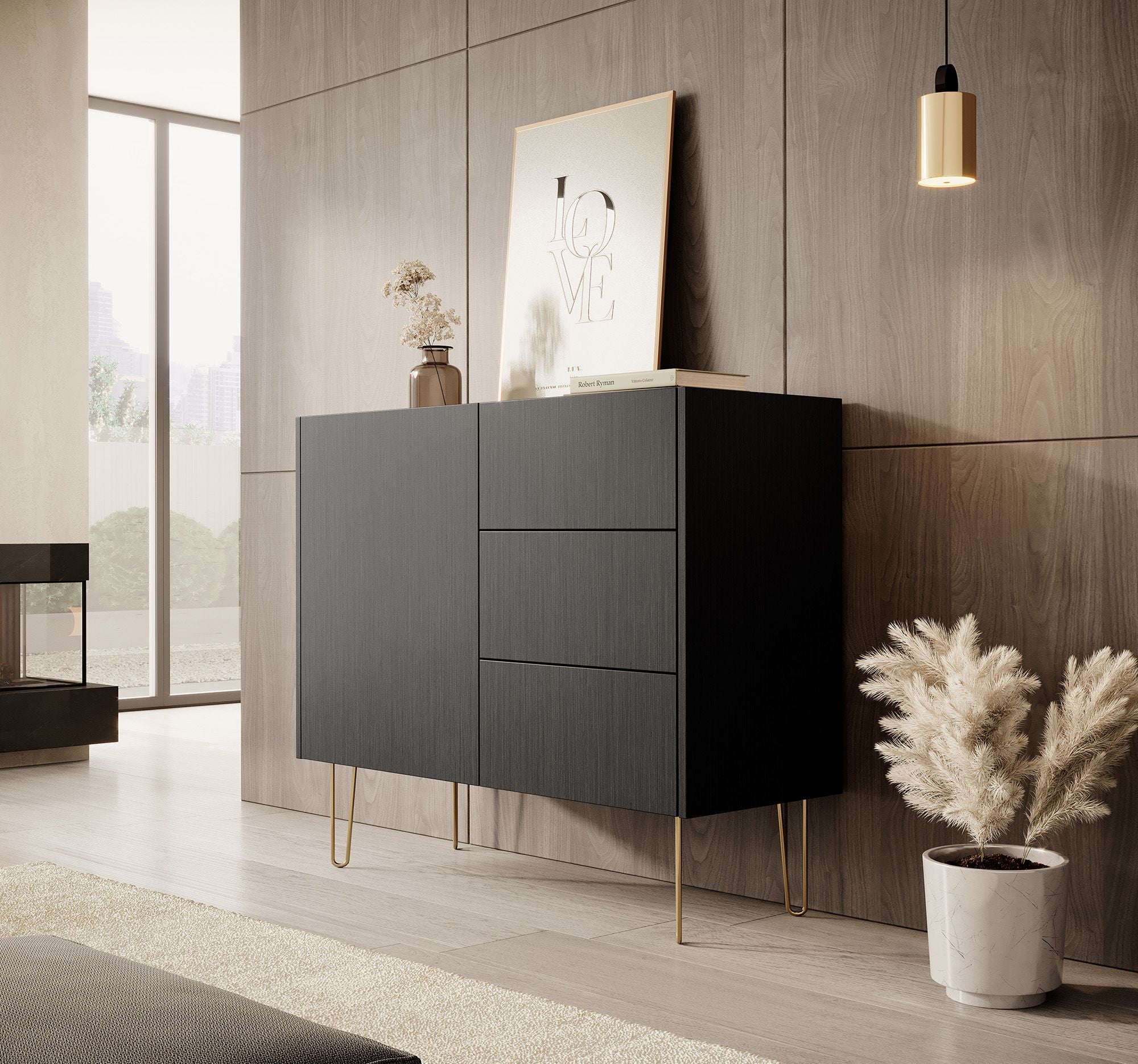 Hacienda - Dressoir - Zwart - 97x37x83 cm