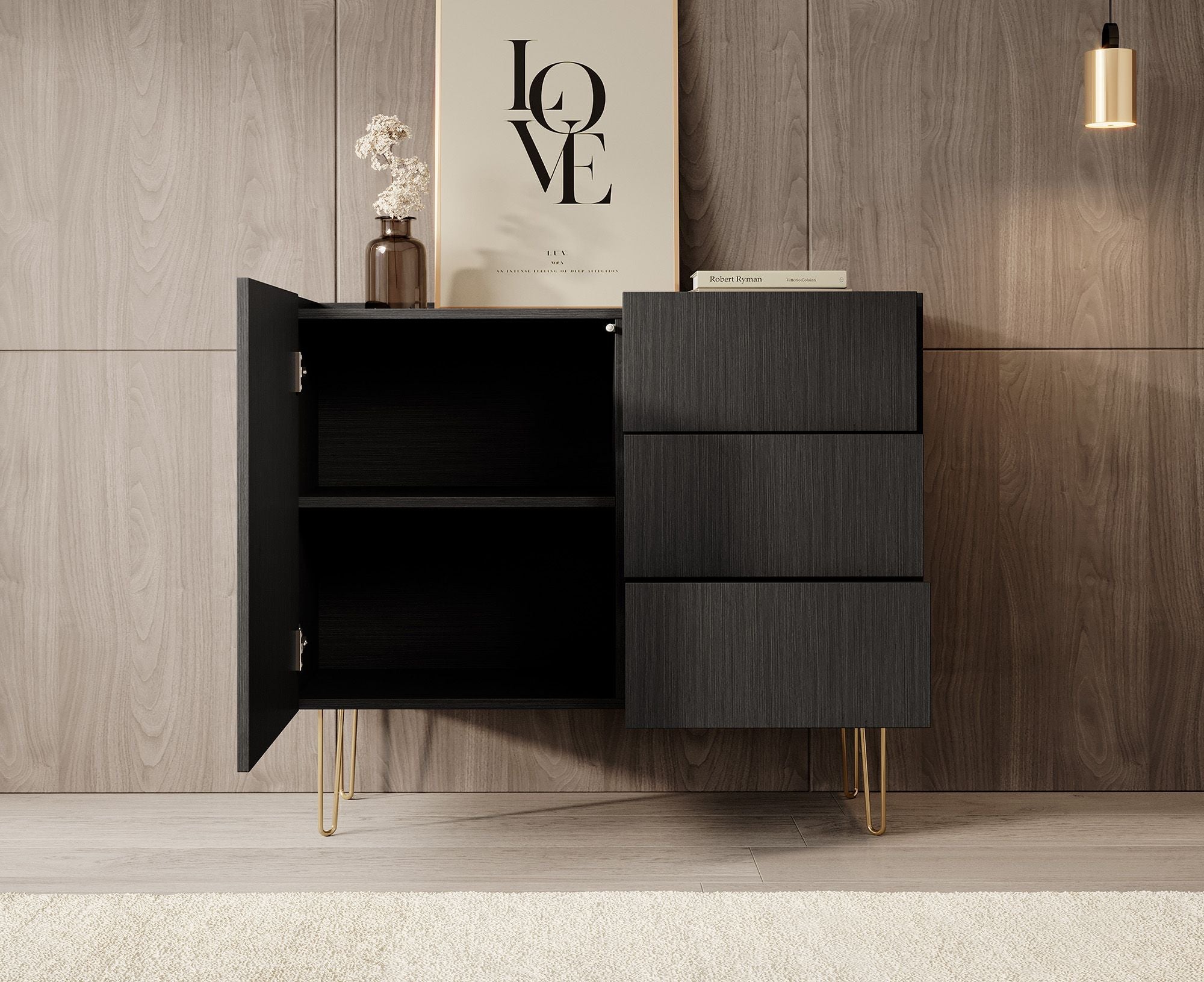 Hacienda - Dressoir - Zwart - 97x37x83 cm