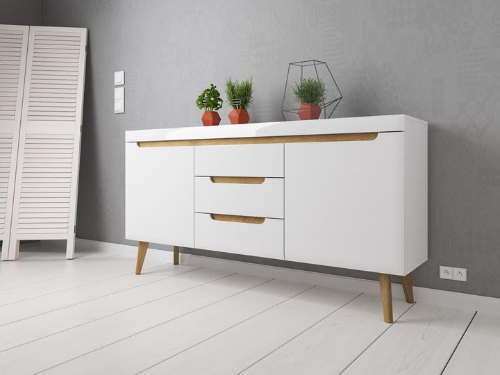 Nebraska - Dressoir - Wit/eiken - 160x40x83 cm