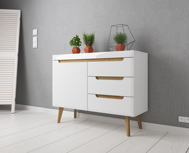 Nebraska - Dressoir - Wit/eiken - 107x40x83 cm