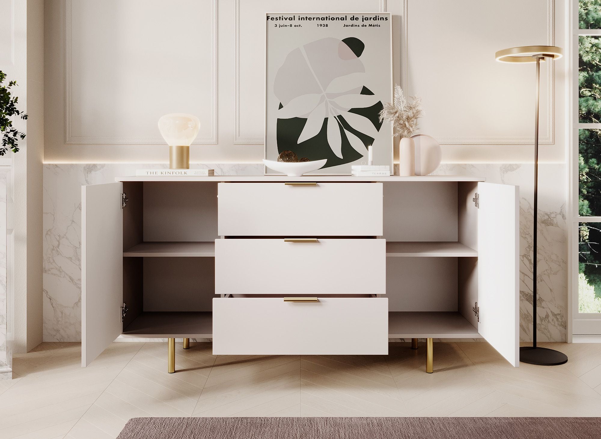Nicola - Dressoir - Beige - 150x41x80 cm