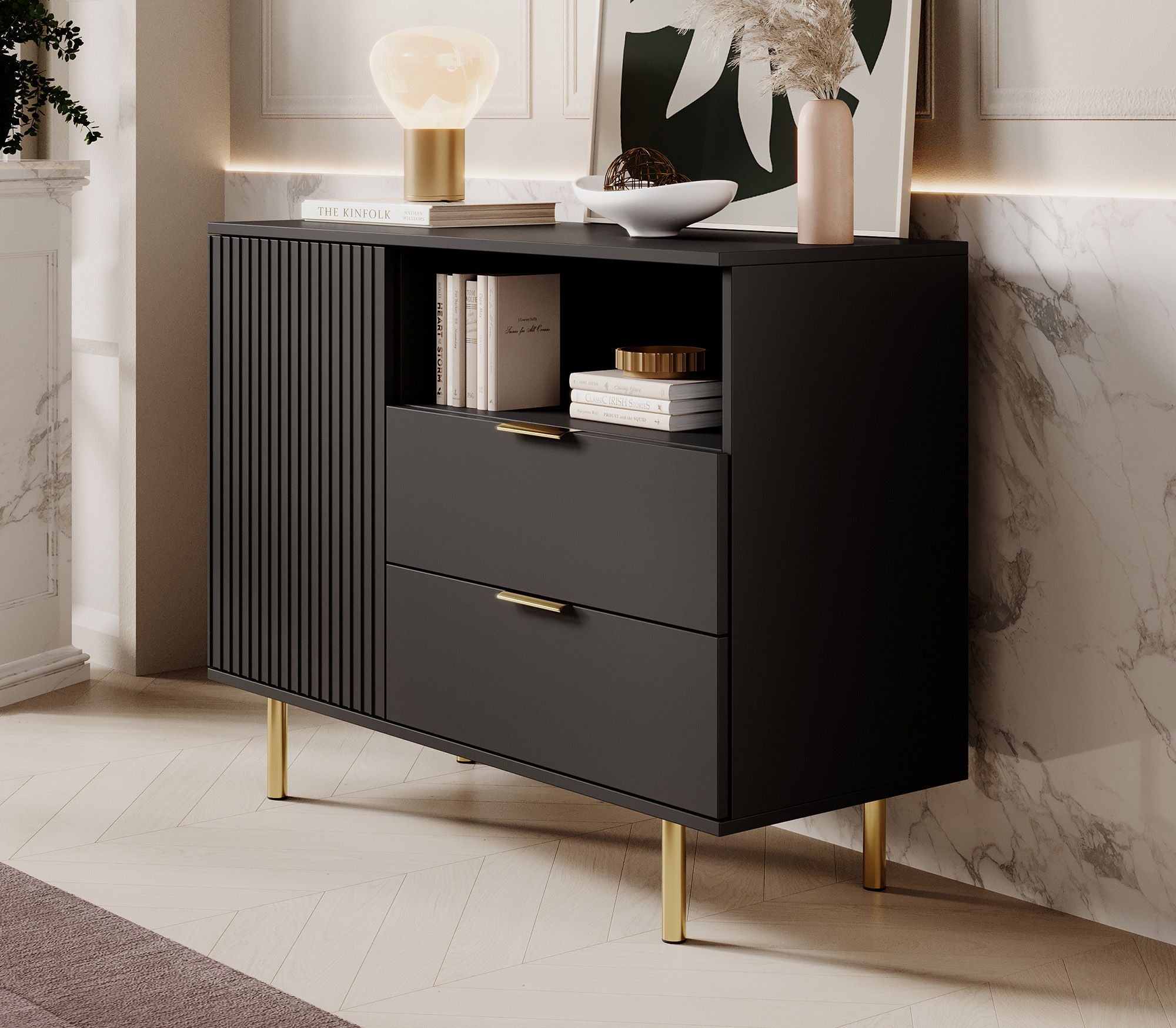 Nicola - Dressoir - Zwart - 107x41x80 cm
