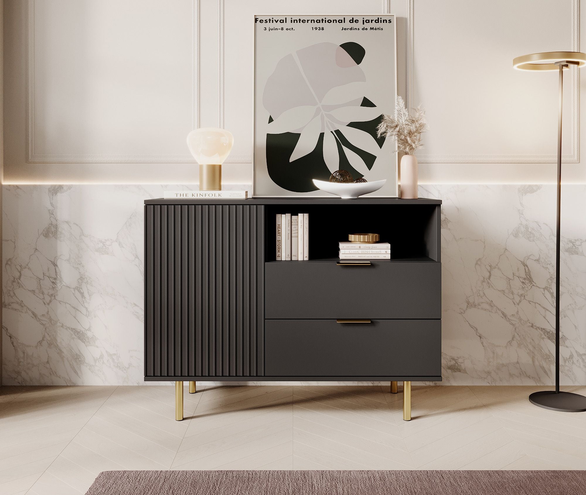 Nicola - Dressoir - Zwart - 107x41x80 cm