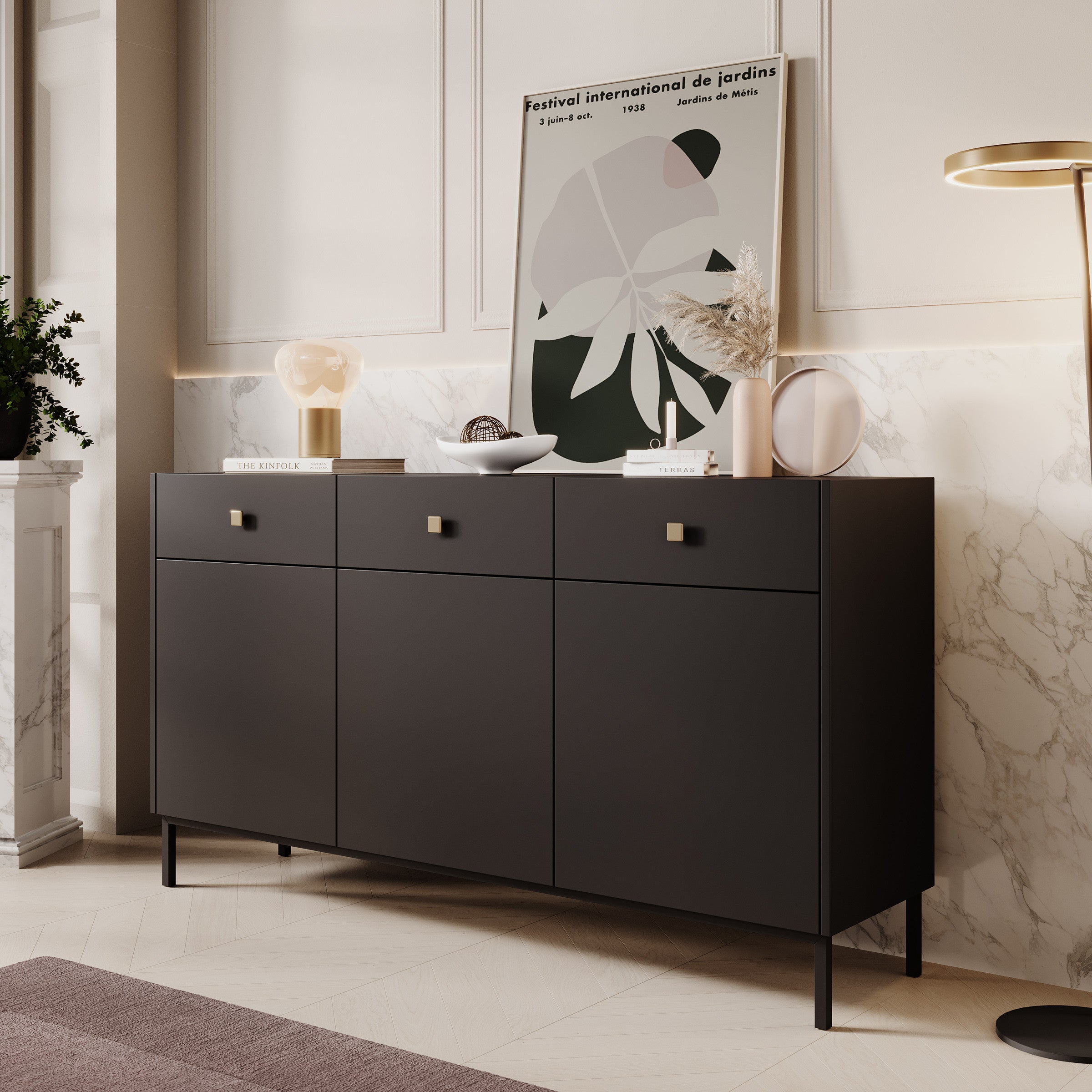 Norment - Dressoir - Zwart - 155x39x85 cm