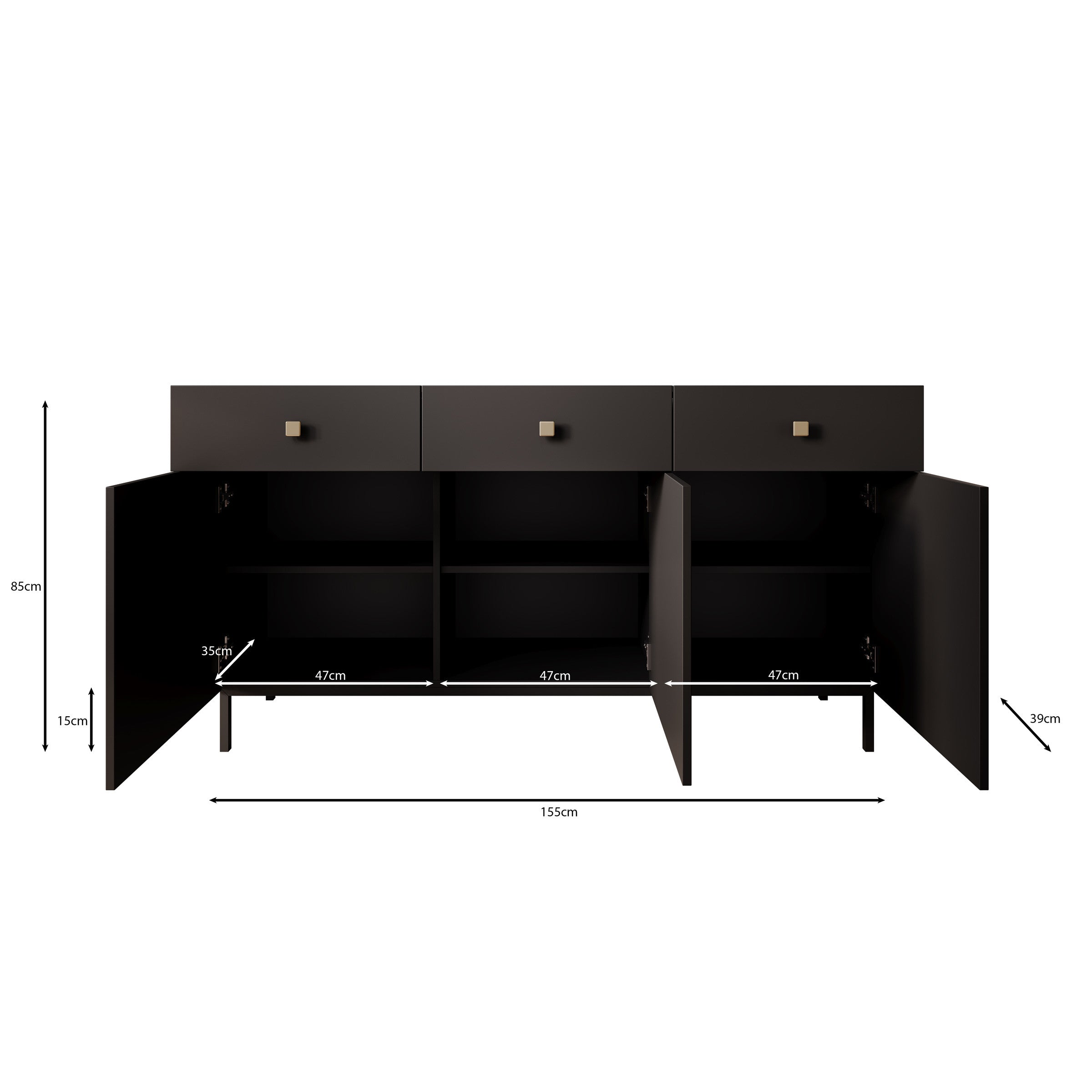Norment - Dressoir - Zwart - 155x39x85 cm