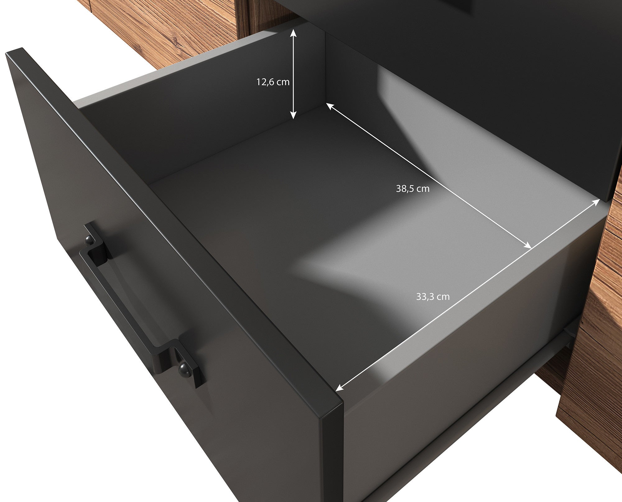 Olivia - Dressoir - Zwart/eiken - 192x43x79 cm