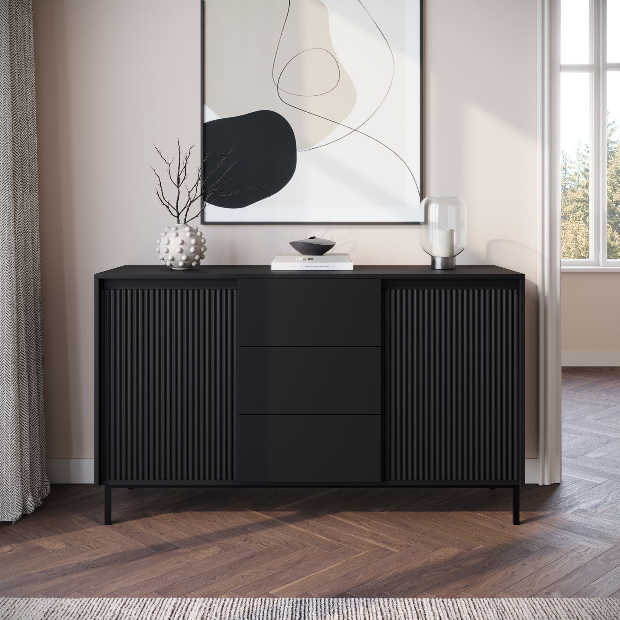 Orvana - Dressoir - Zwart - 153x50x90 cm