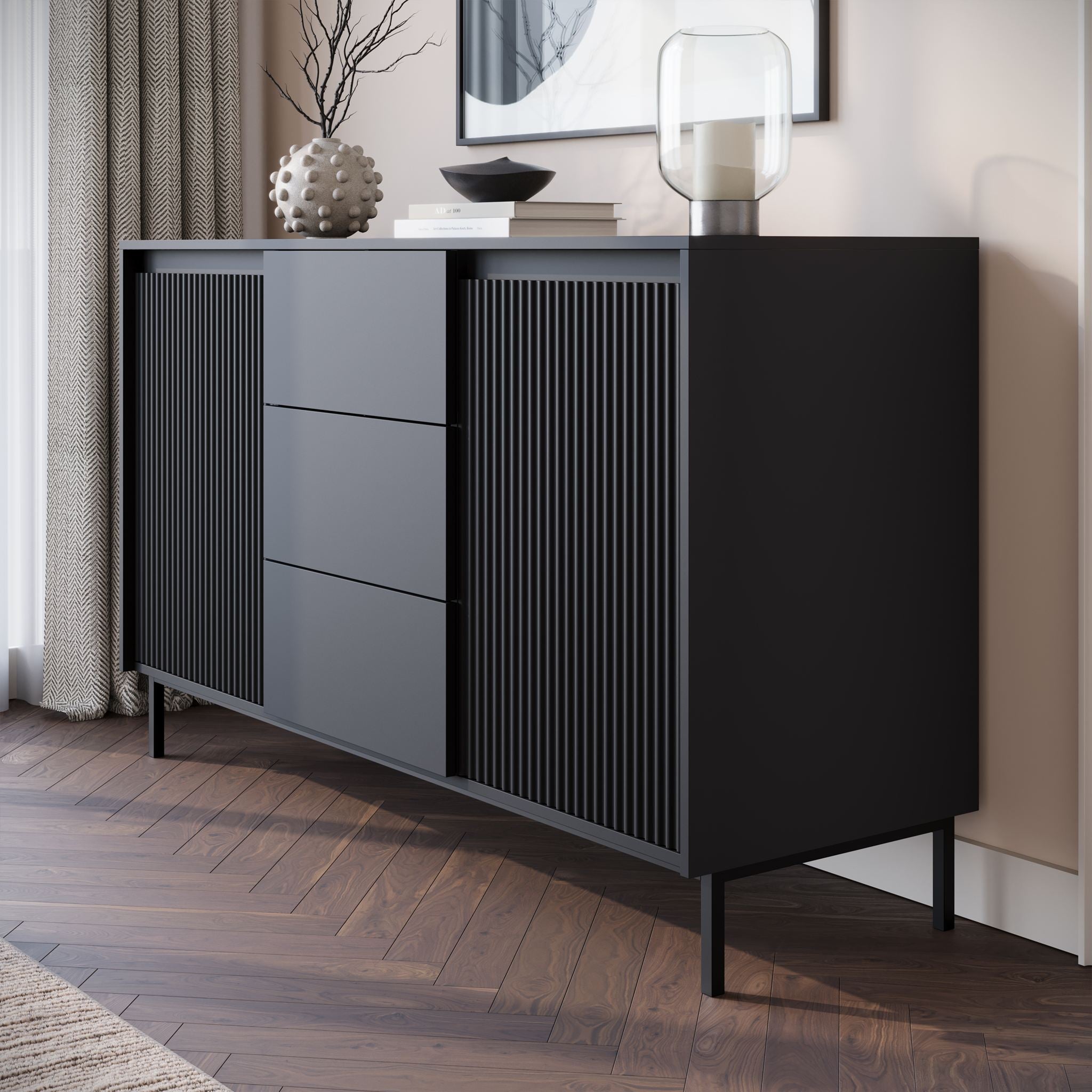 Orvana - Dressoir - Zwart - 153x50x90 cm