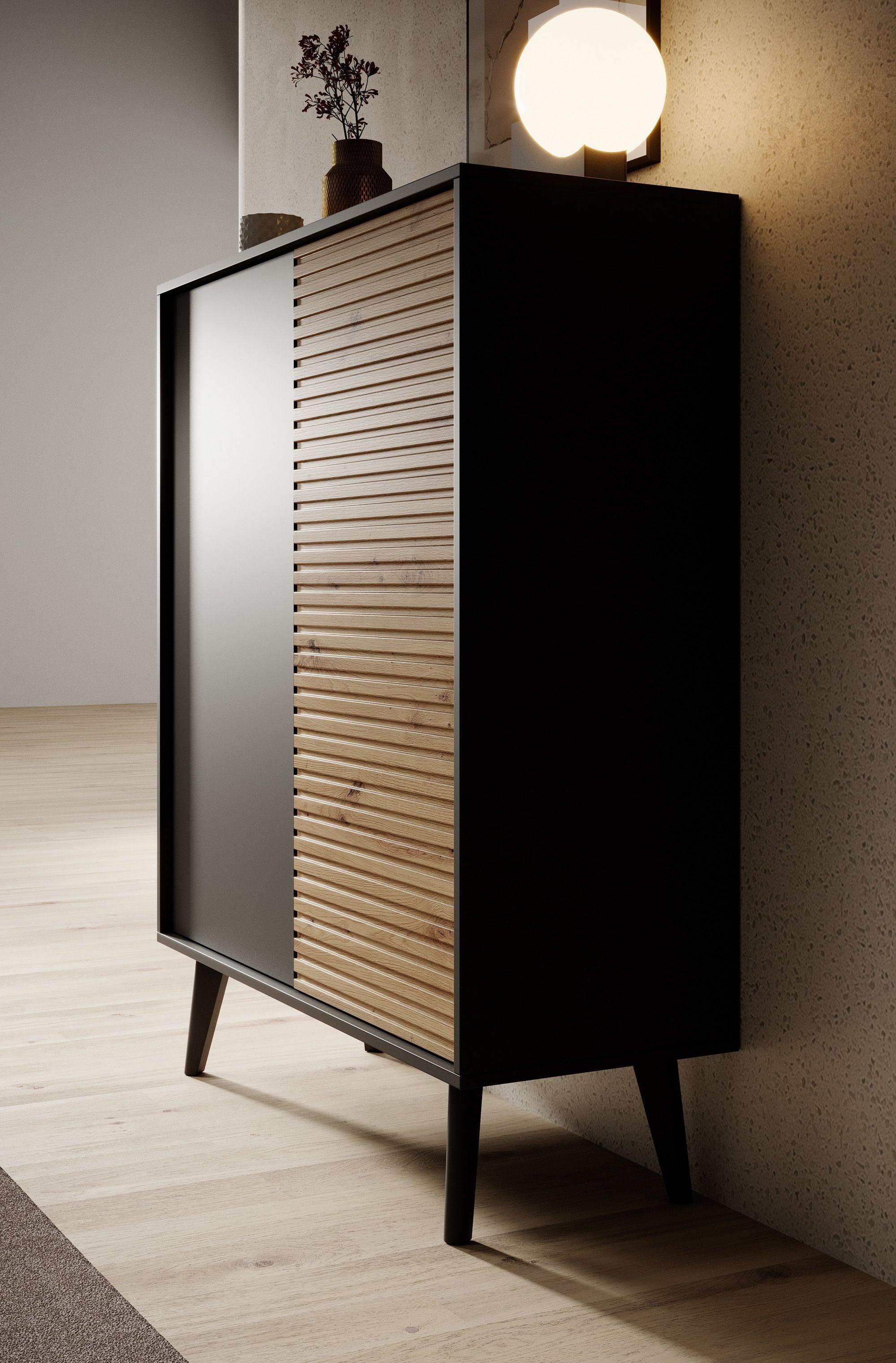 Palladium 2 - Dressoir - Eiken/zwart - 104x39x125 cm