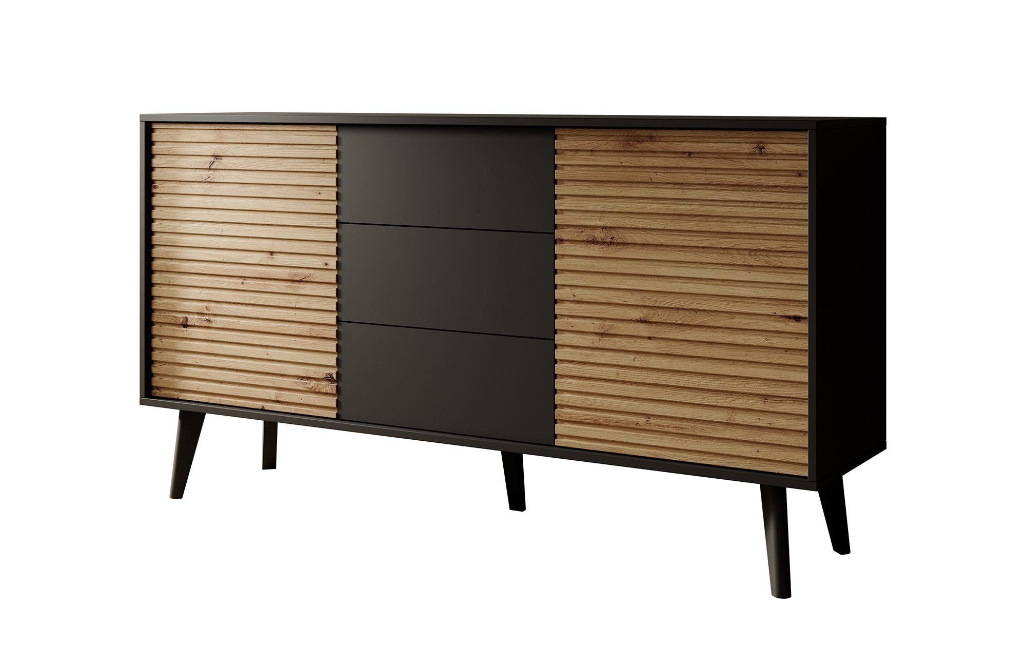 Palladium 3 - Dressoir - Eiken/zwart - 154x39x83 cm