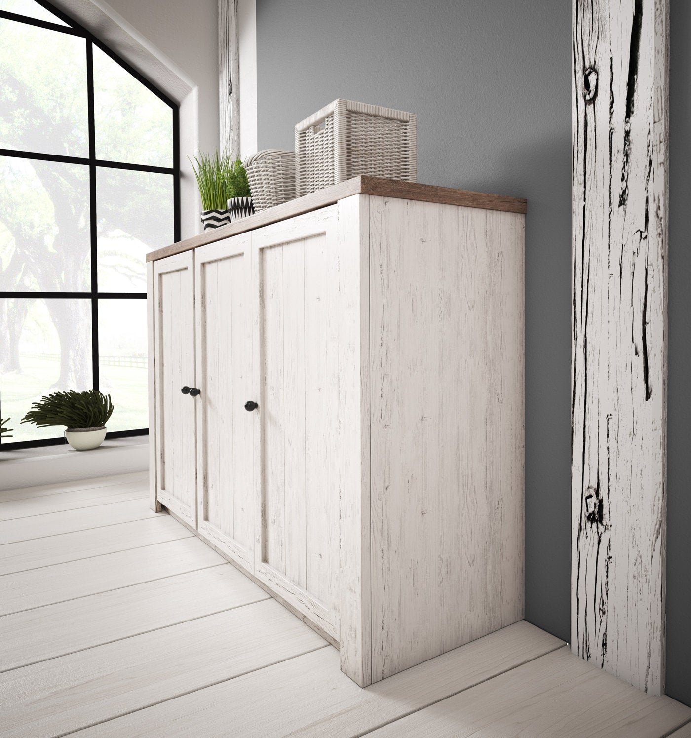 Parello 4 - Dressoir - Wit/eiken - 130x43x88 cm