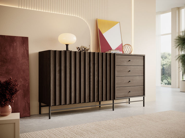 Paz - Dressoir - Donker eiken - 165x44x87 cm