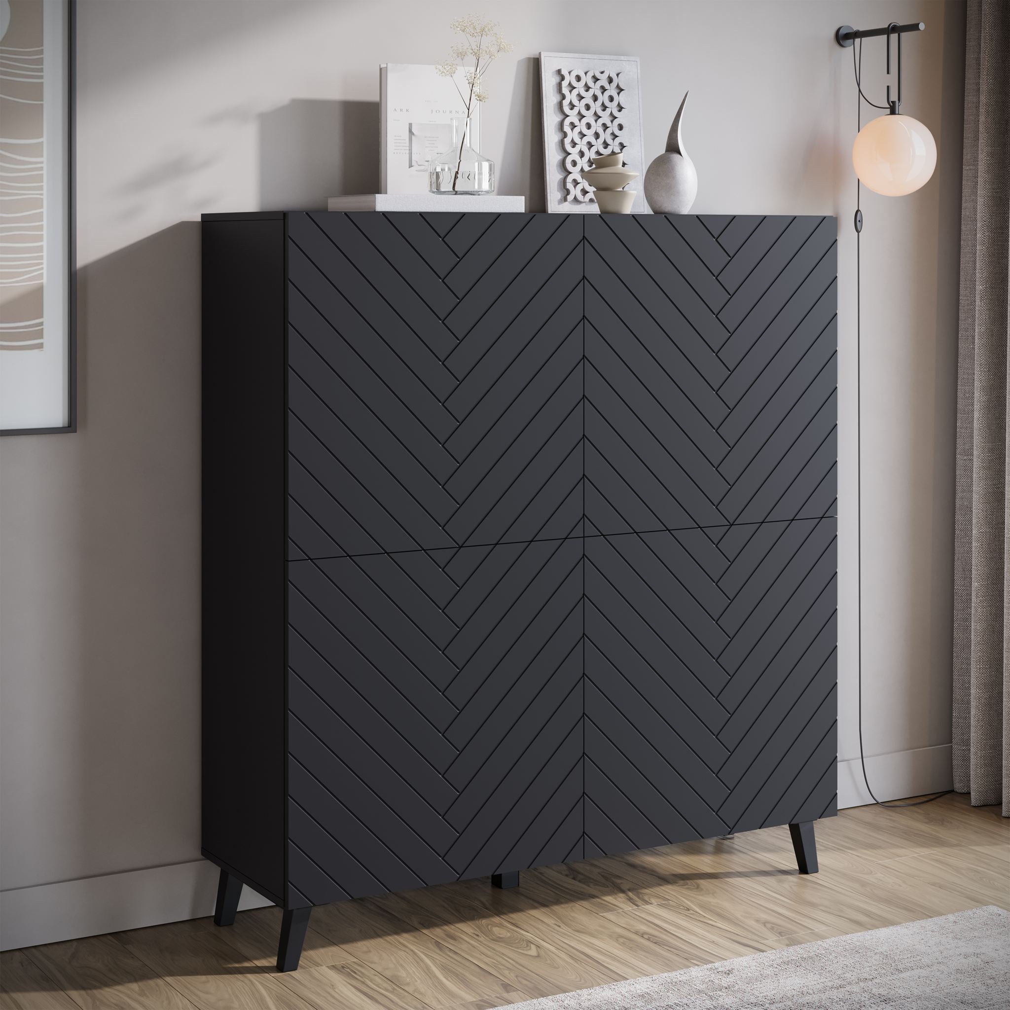 Pulse - Dressoir - Zwart - 120x39x128 cm