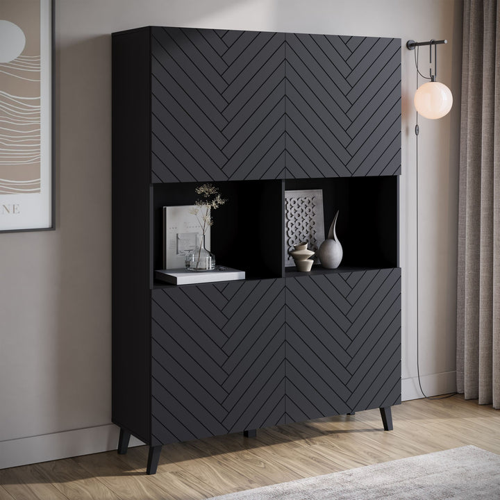 Pulse 2 - Dressoir - Zwart - 120x39x168 cm