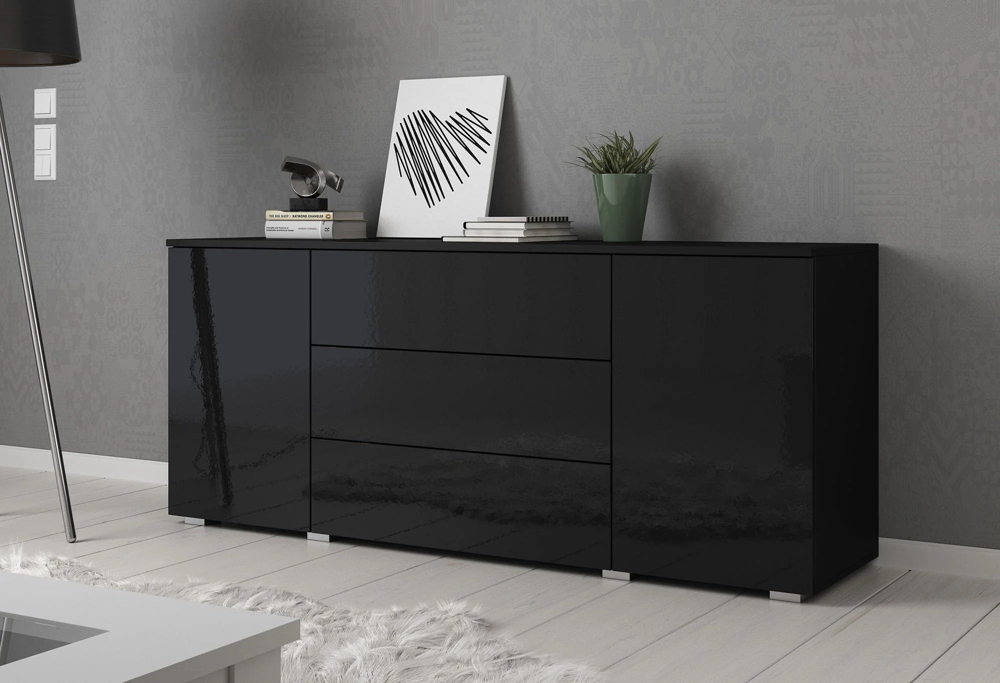 Pure - Dressoir - Zwart - 150x39x68 cm