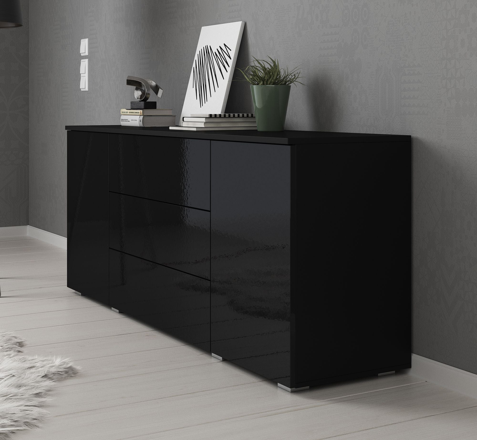 Pure - Dressoir - Zwart - 150x39x68 cm