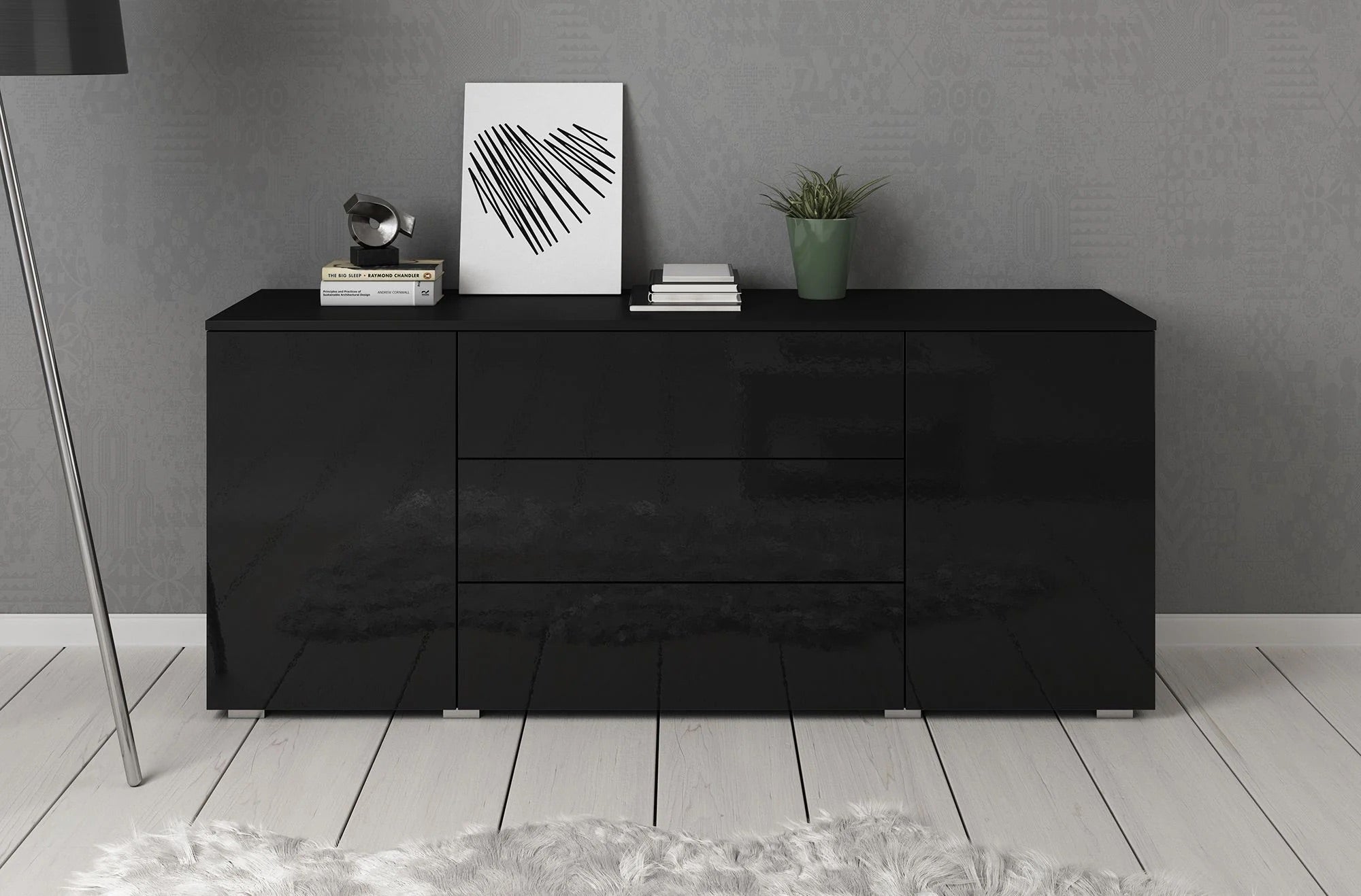 Pure - Dressoir - Zwart - 150x39x68 cm