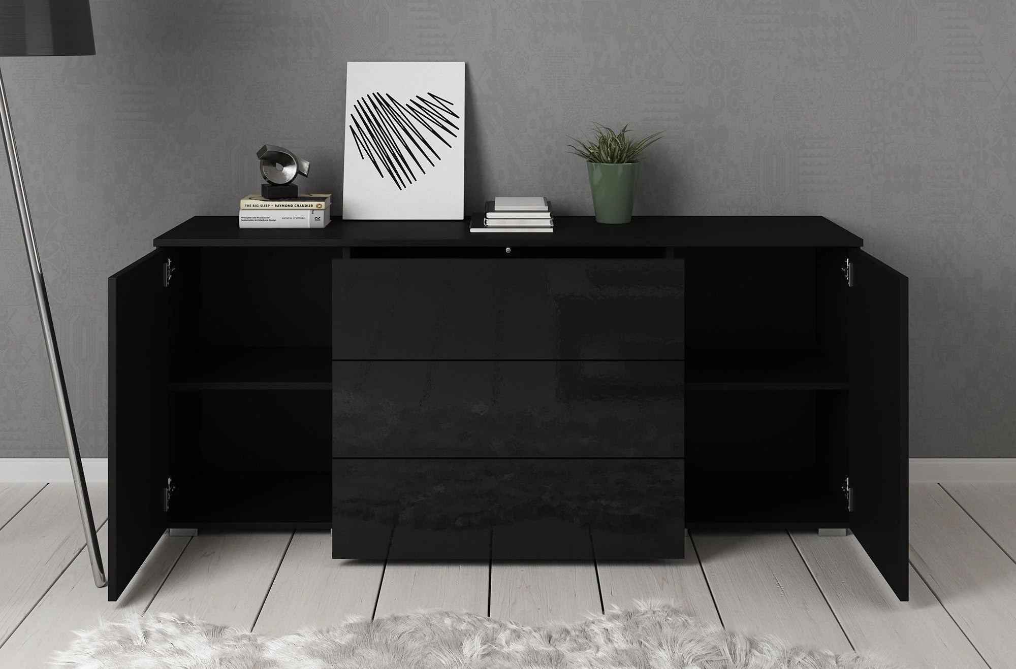 Pure - Dressoir - Zwart - 150x39x68 cm