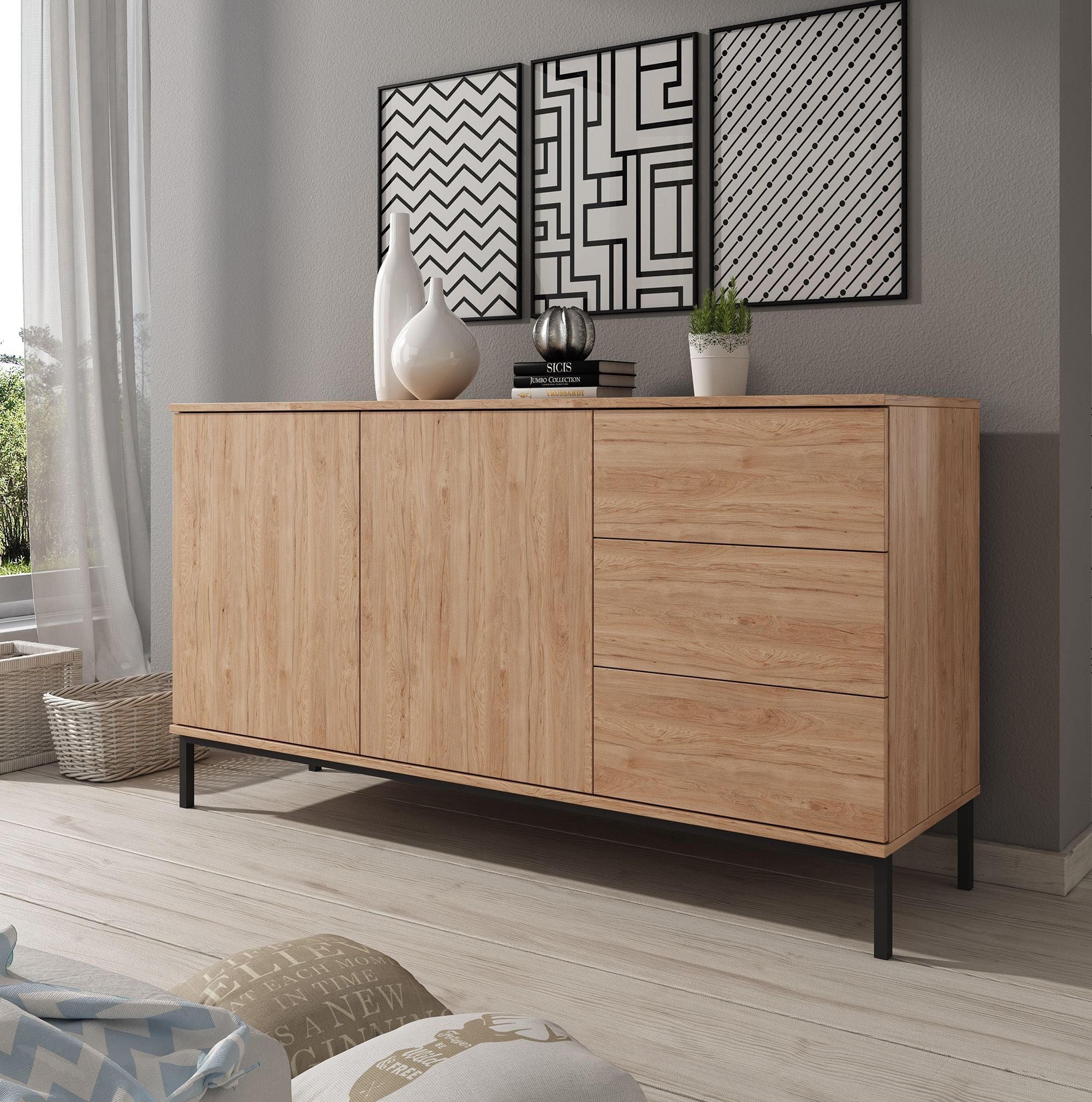Queen - Dressoir - Eiken - 150x41x80 cm