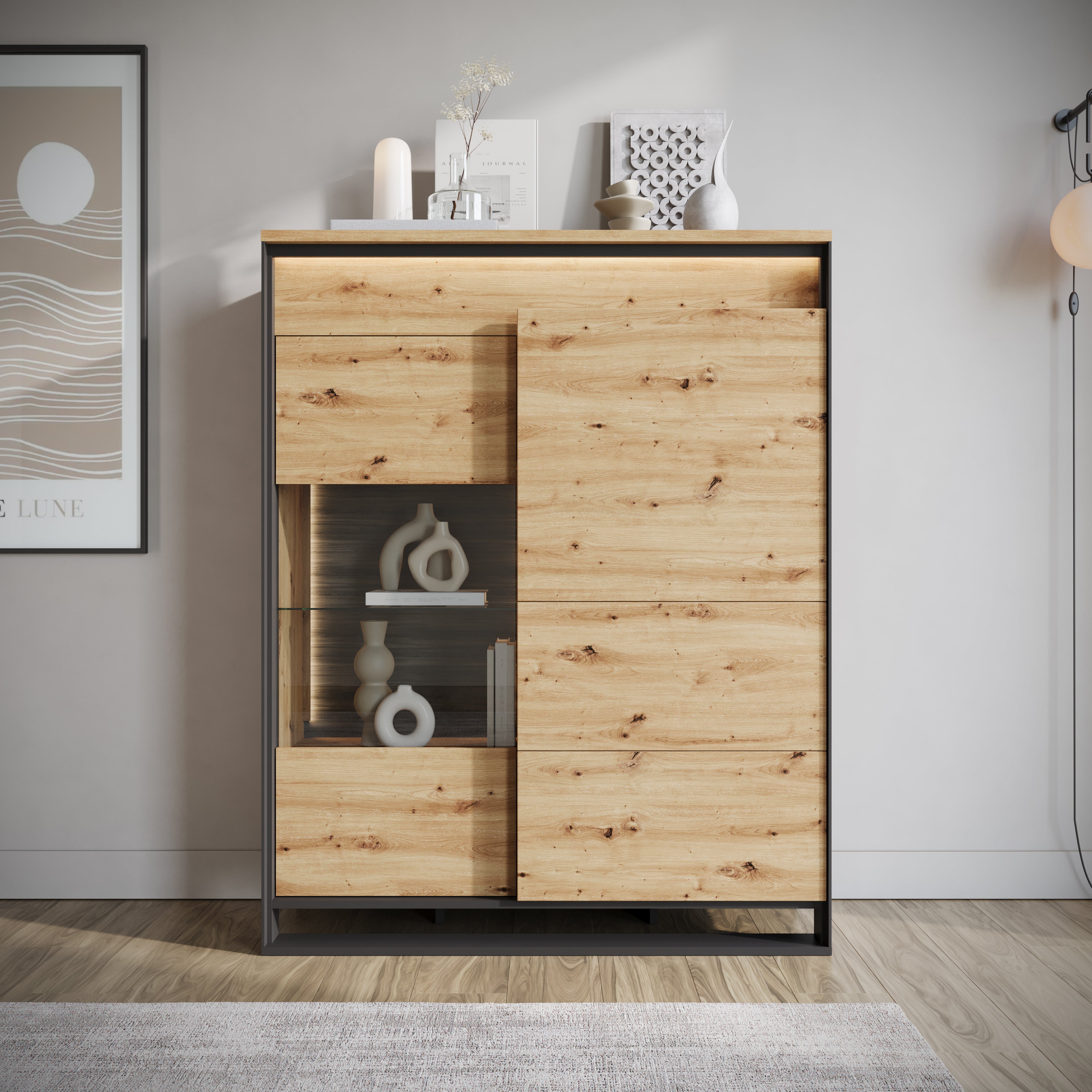 Quincy - Dressoir - Eiken - 110x41x140 cm
