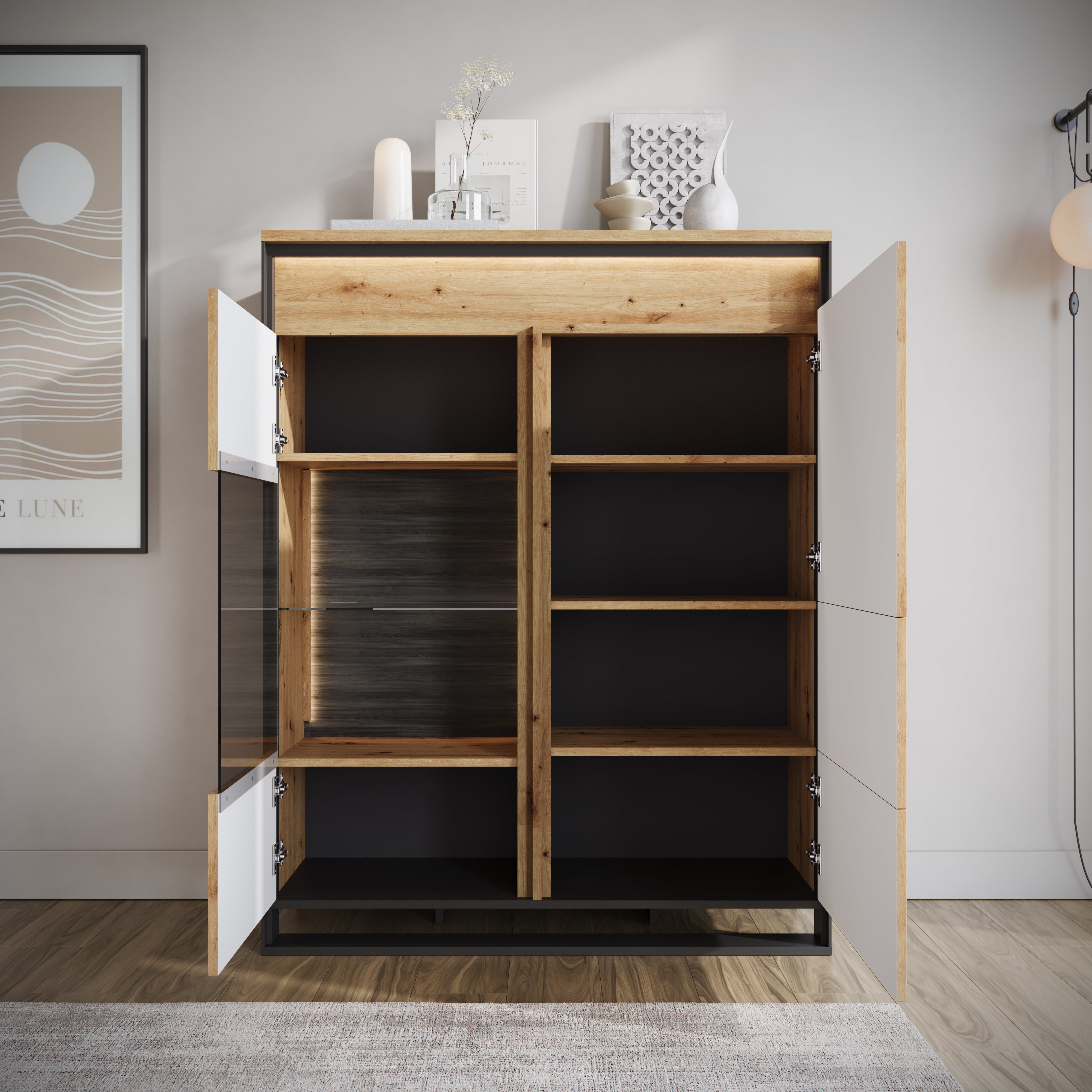 Quincy - Dressoir - Eiken - 110x41x140 cm