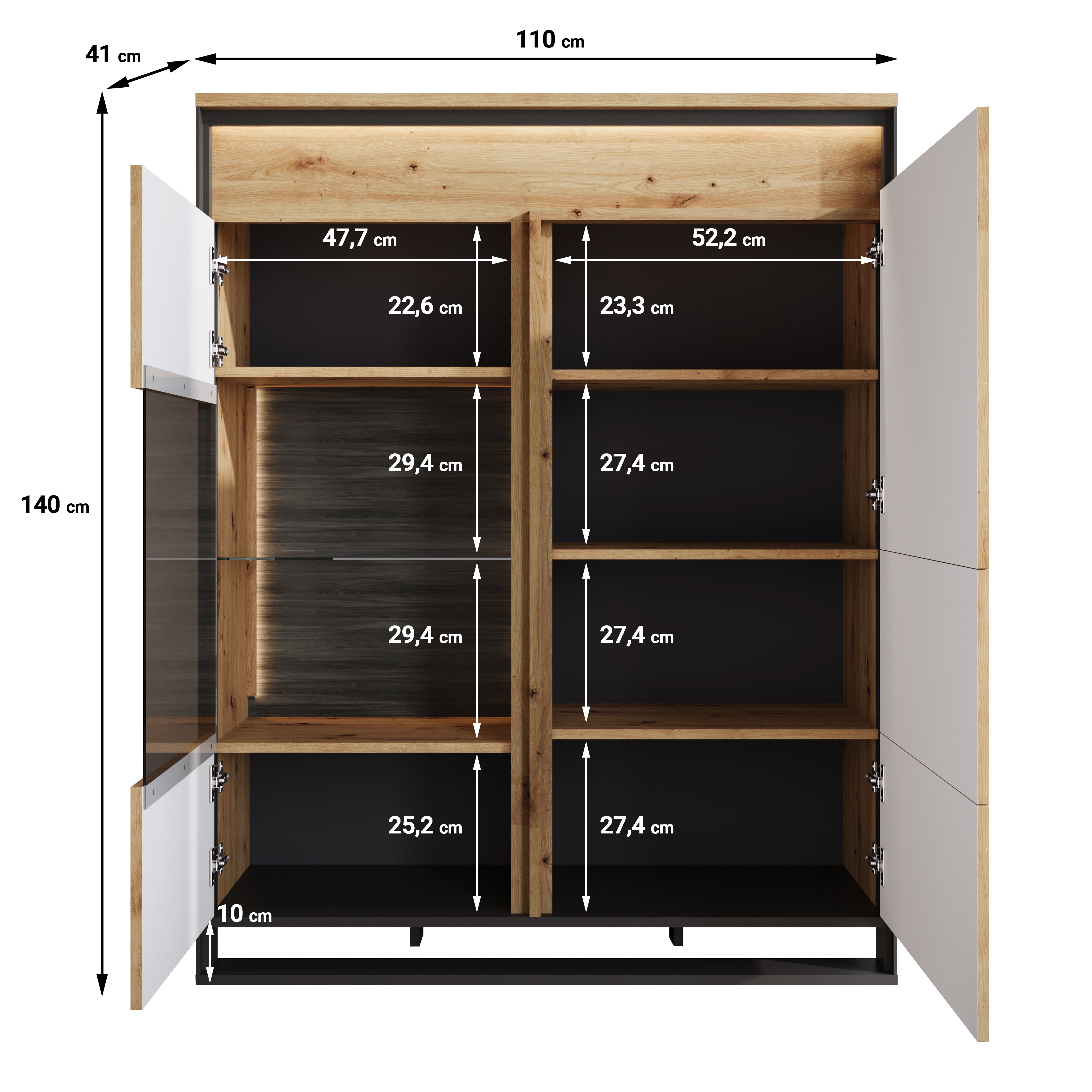 Quincy - Dressoir - Eiken - 110x41x140 cm
