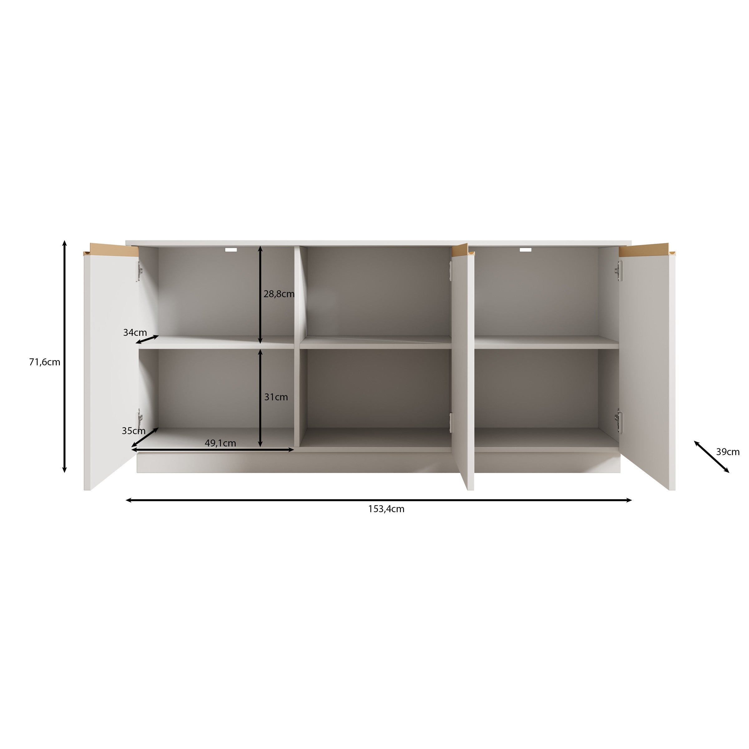 Remy - Dressoir - Wit - 153x39x72 cm