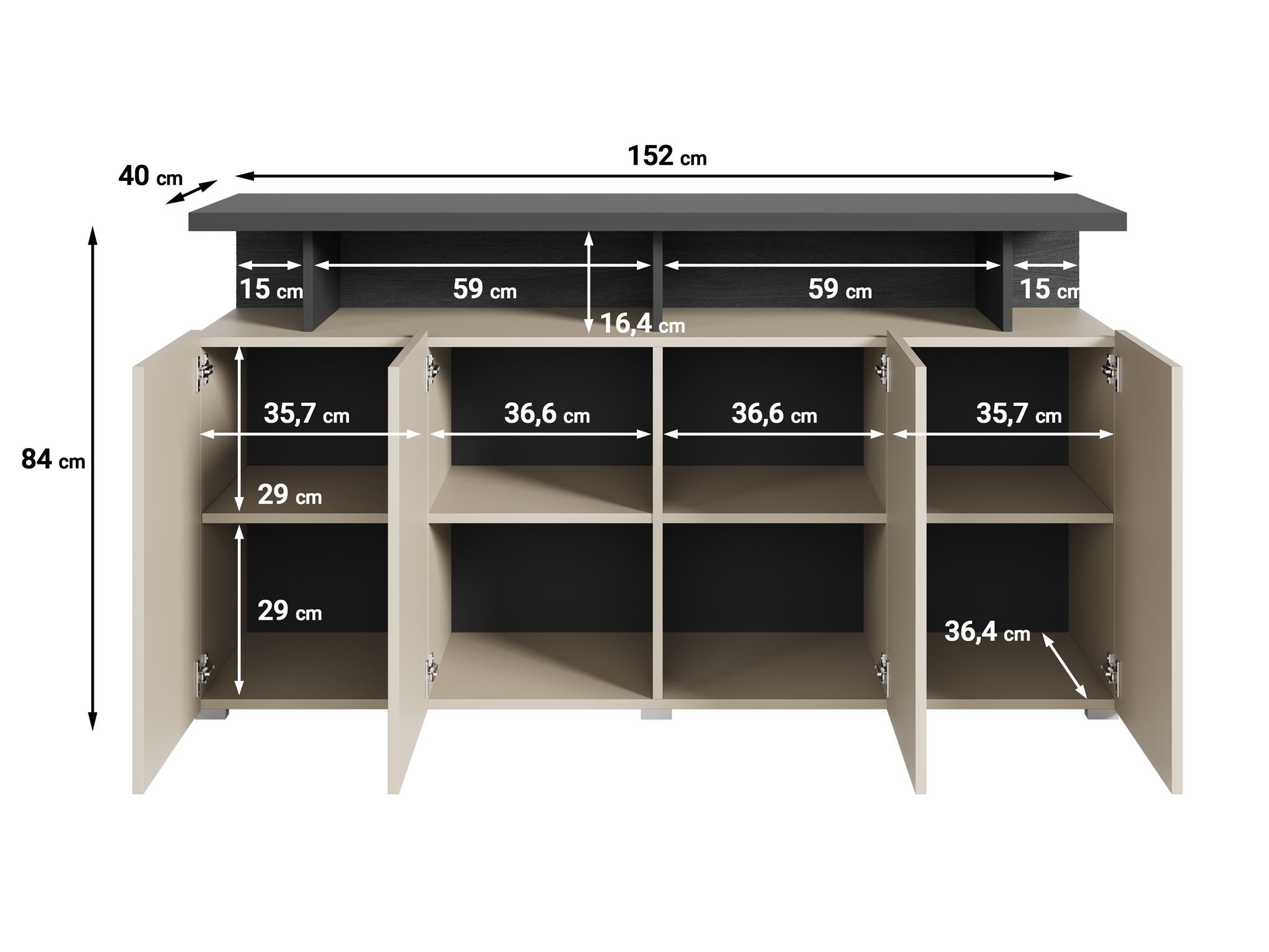 Sekai - Dressoir - Beige - 153x40x84 cm