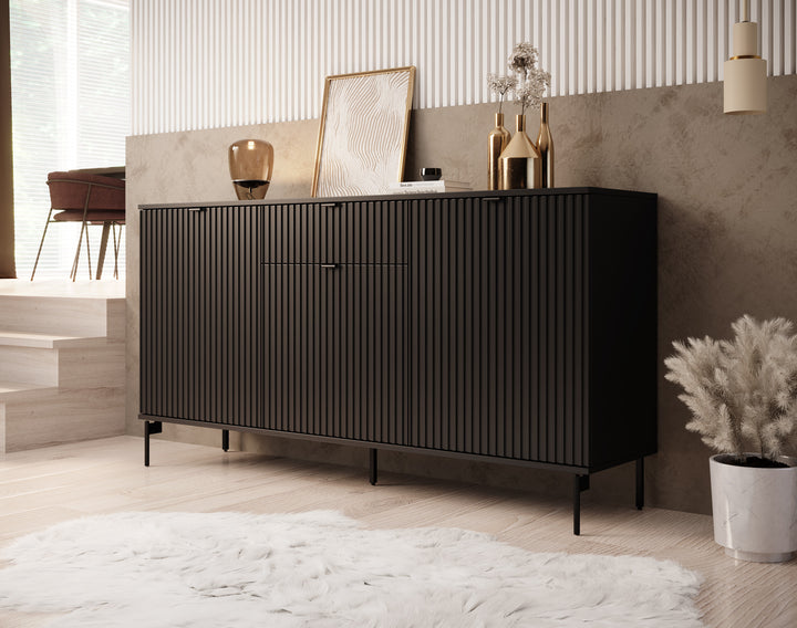 Silvona - Dressoir - Zwart - 163x40x85 cm