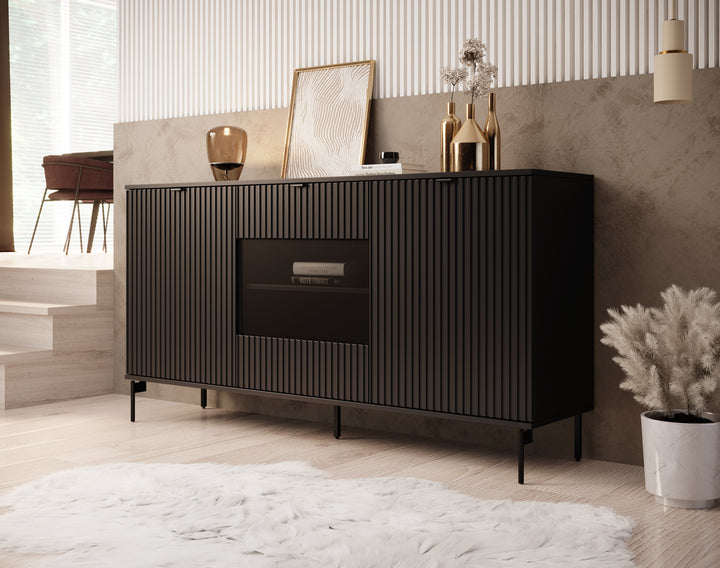 Silvona 2 - Dressoir - Zwart - 163x40x85 cm