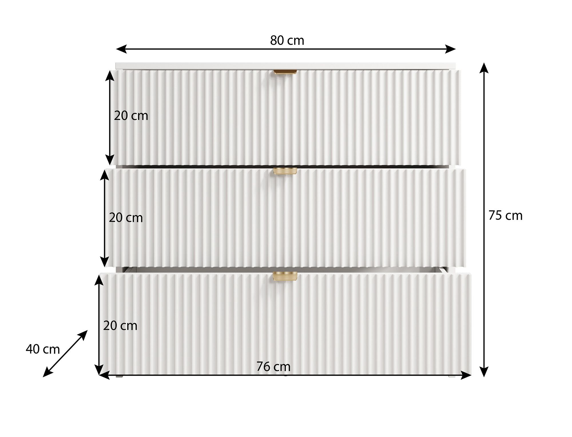 Ladekast Tavares - Wit - 80 cm