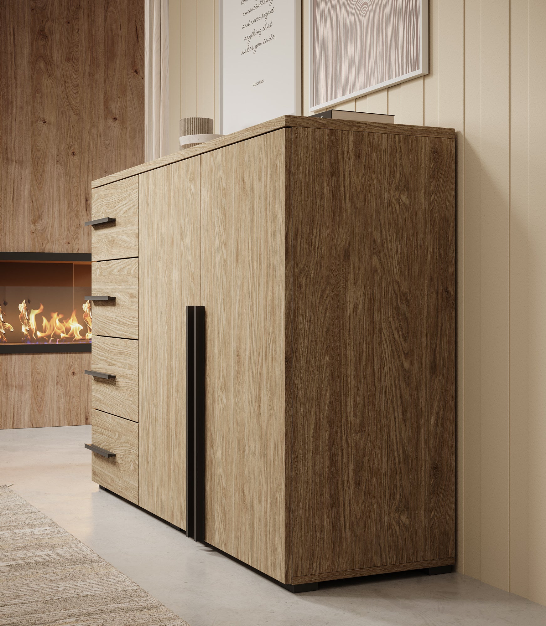 Valetta - Dressoir - Eiken - 134x40x94 cm