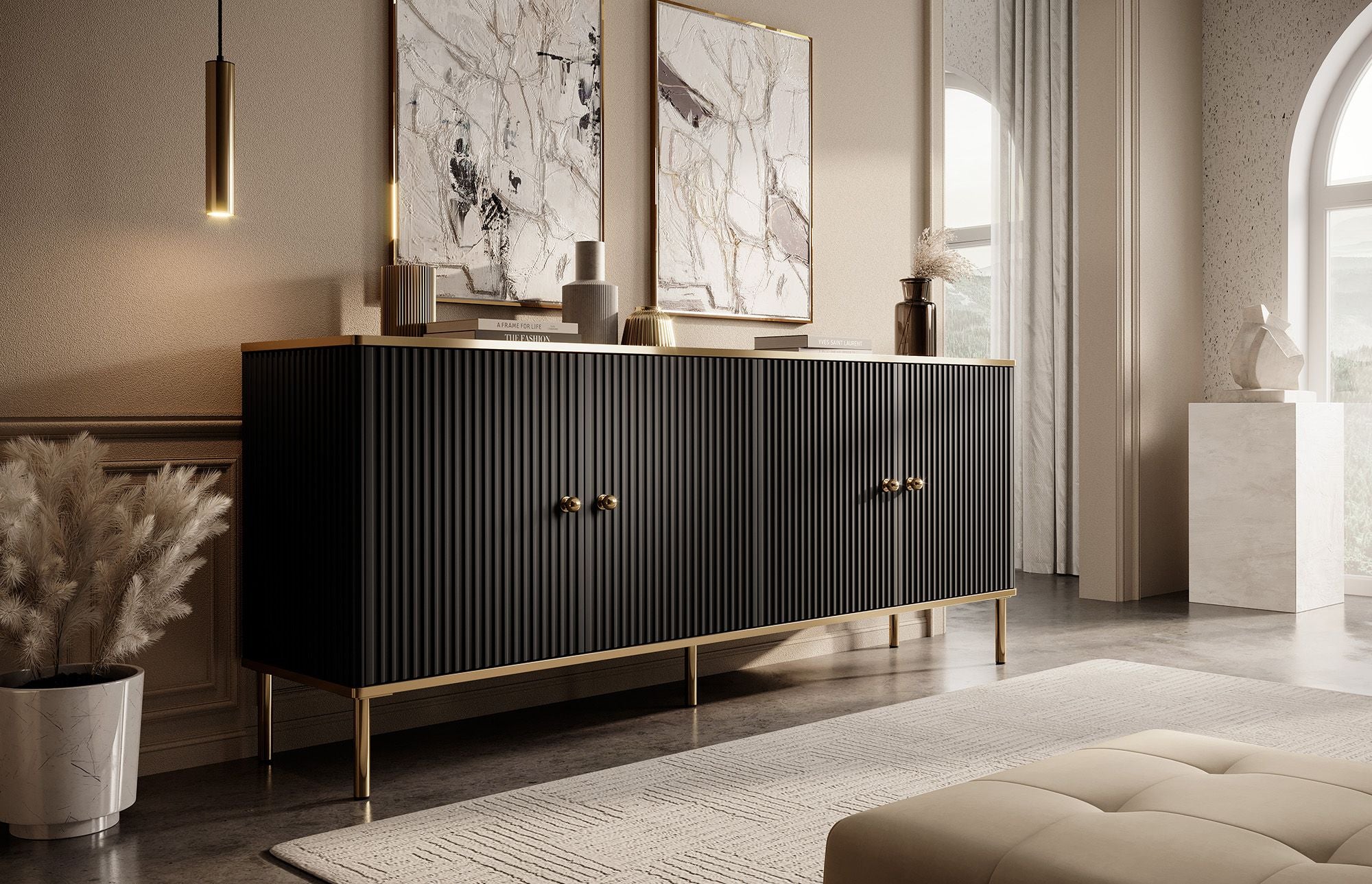 Vanty - Dressoir - Zwart - 182x40x75 cm