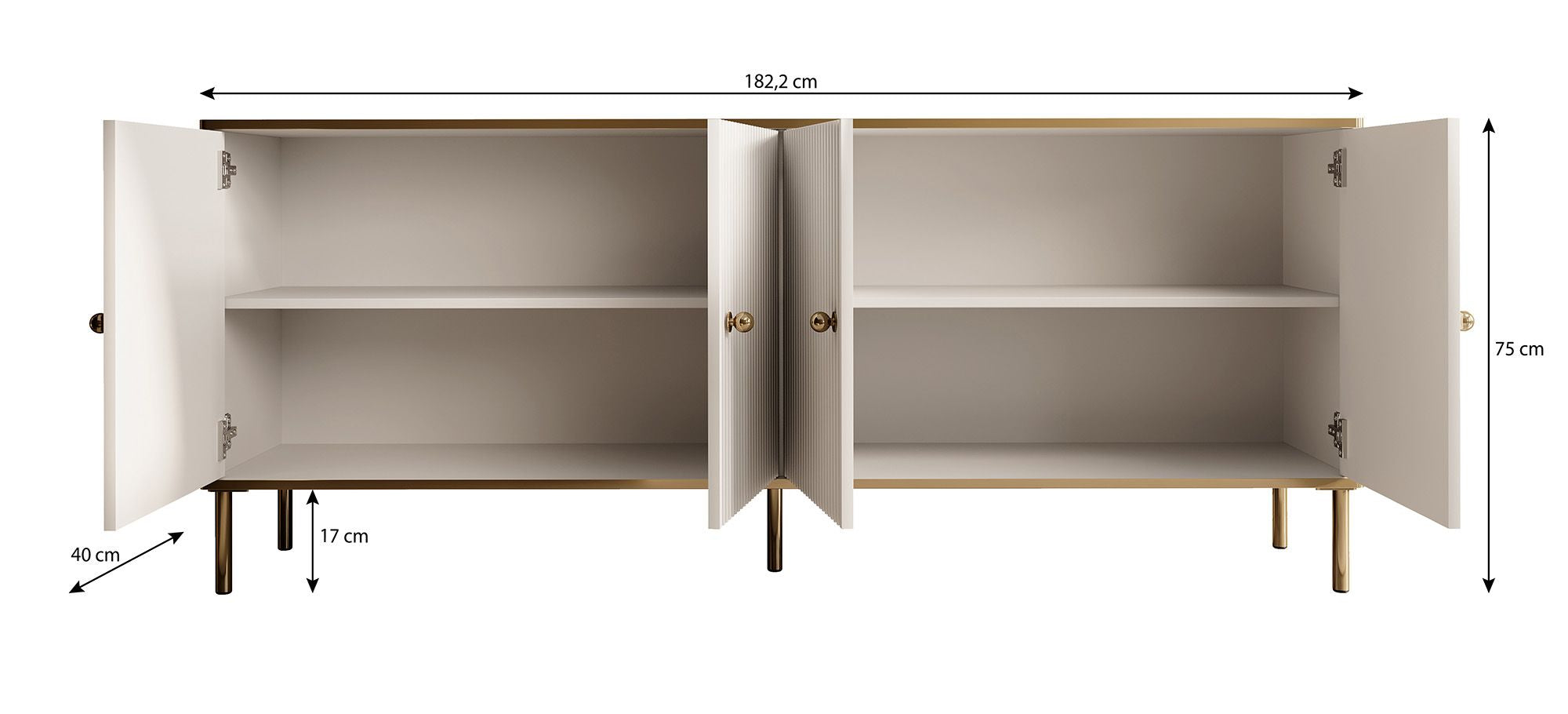 Vanty - Dressoir - Zwart - 182x40x75 cm