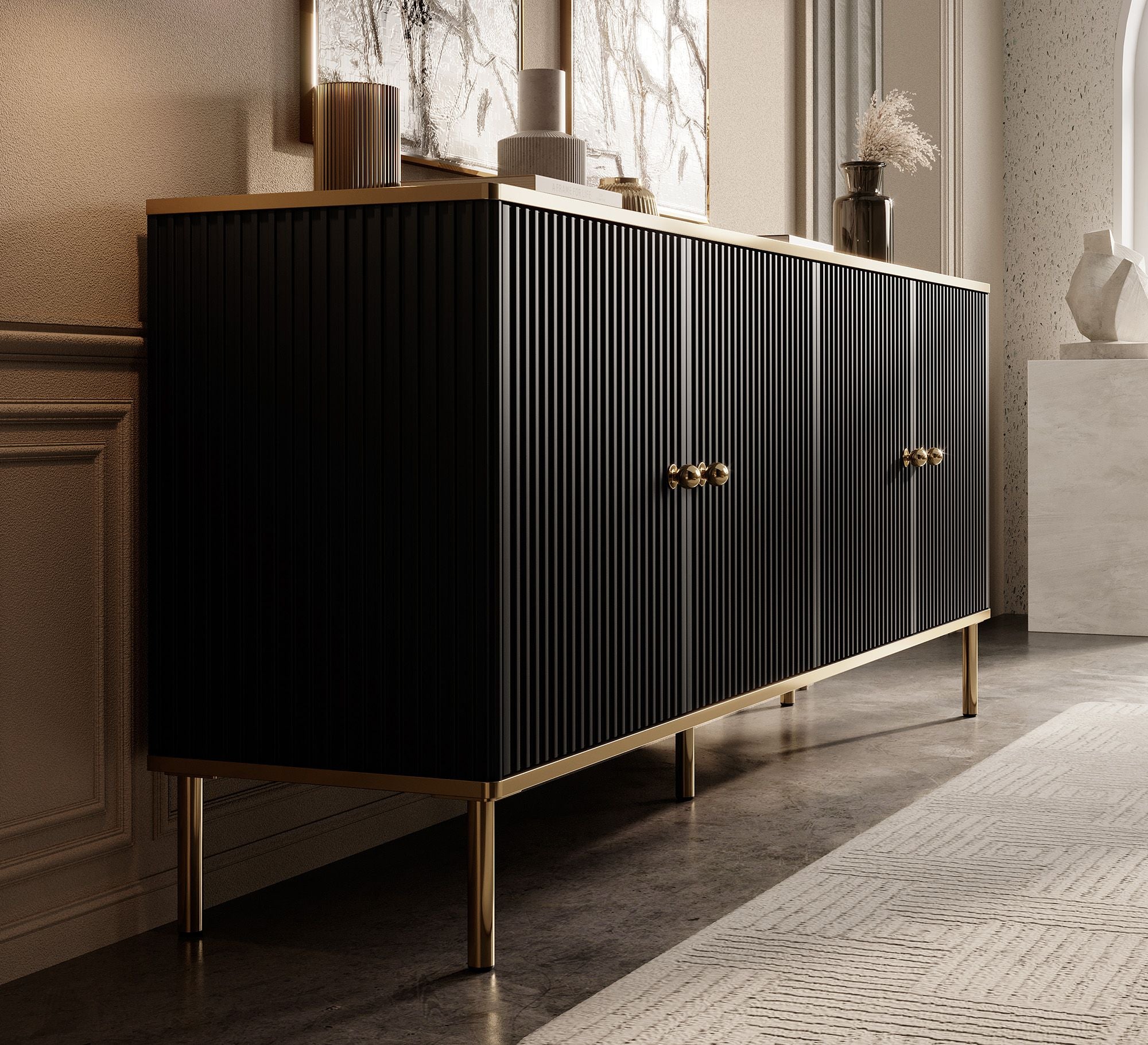 Vanty - Dressoir - Zwart - 182x40x75 cm