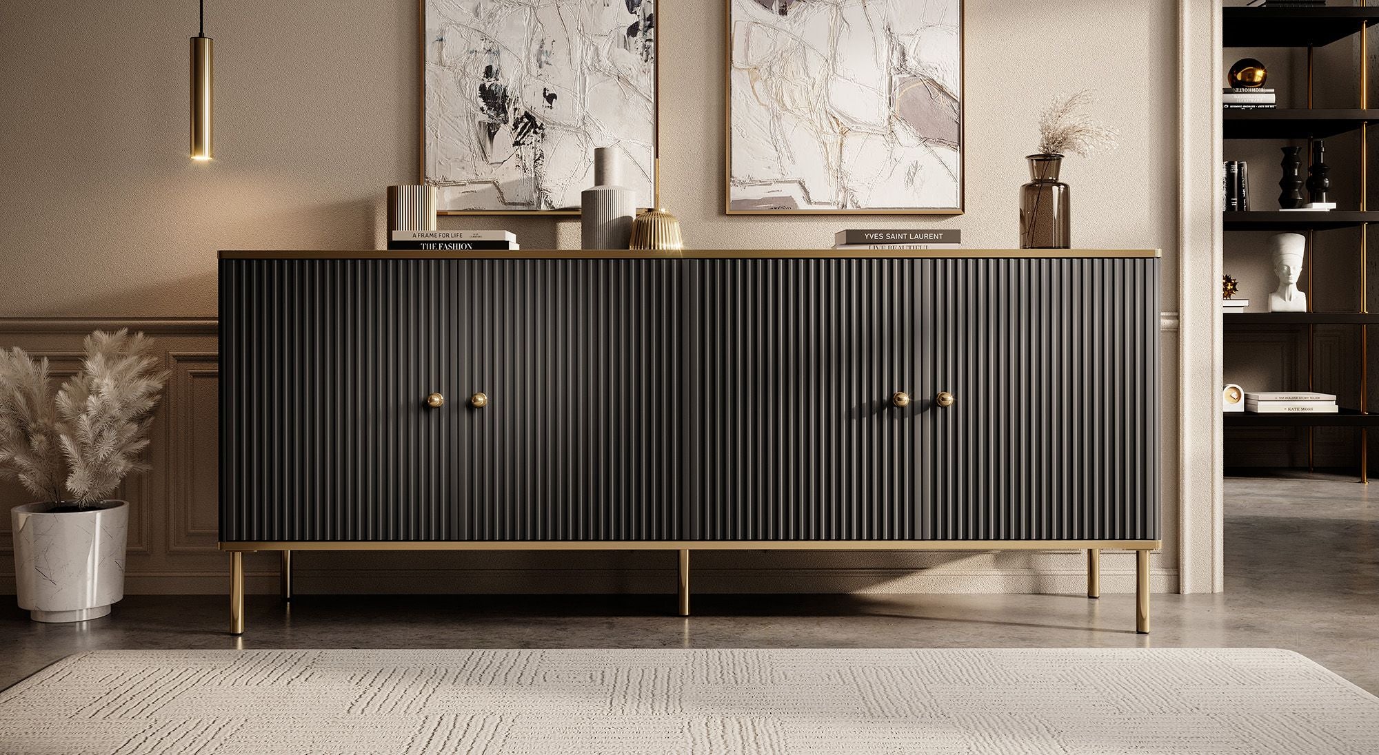 Vanty - Dressoir - Zwart - 182x40x75 cm