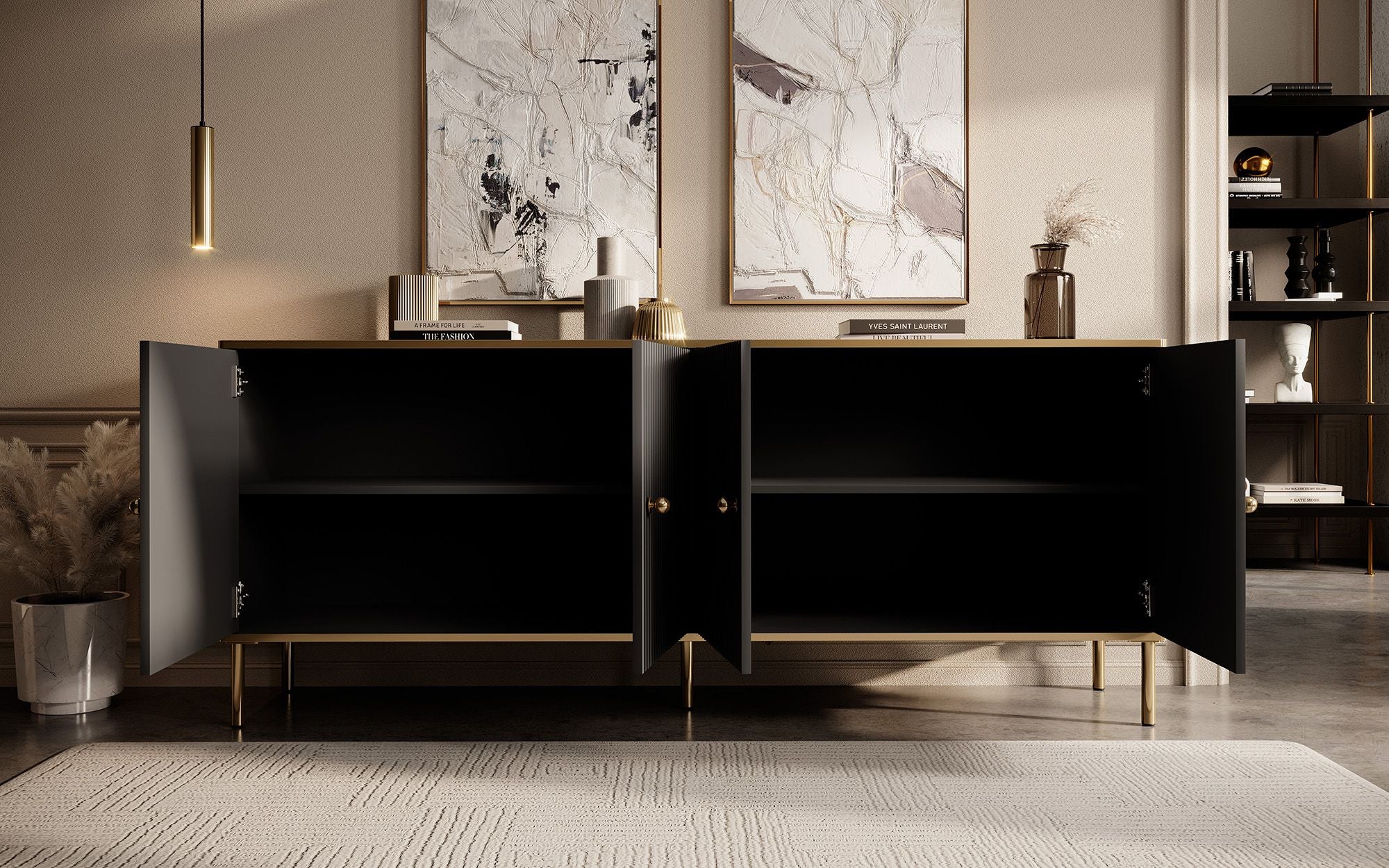 Vanty - Dressoir - Zwart - 182x40x75 cm