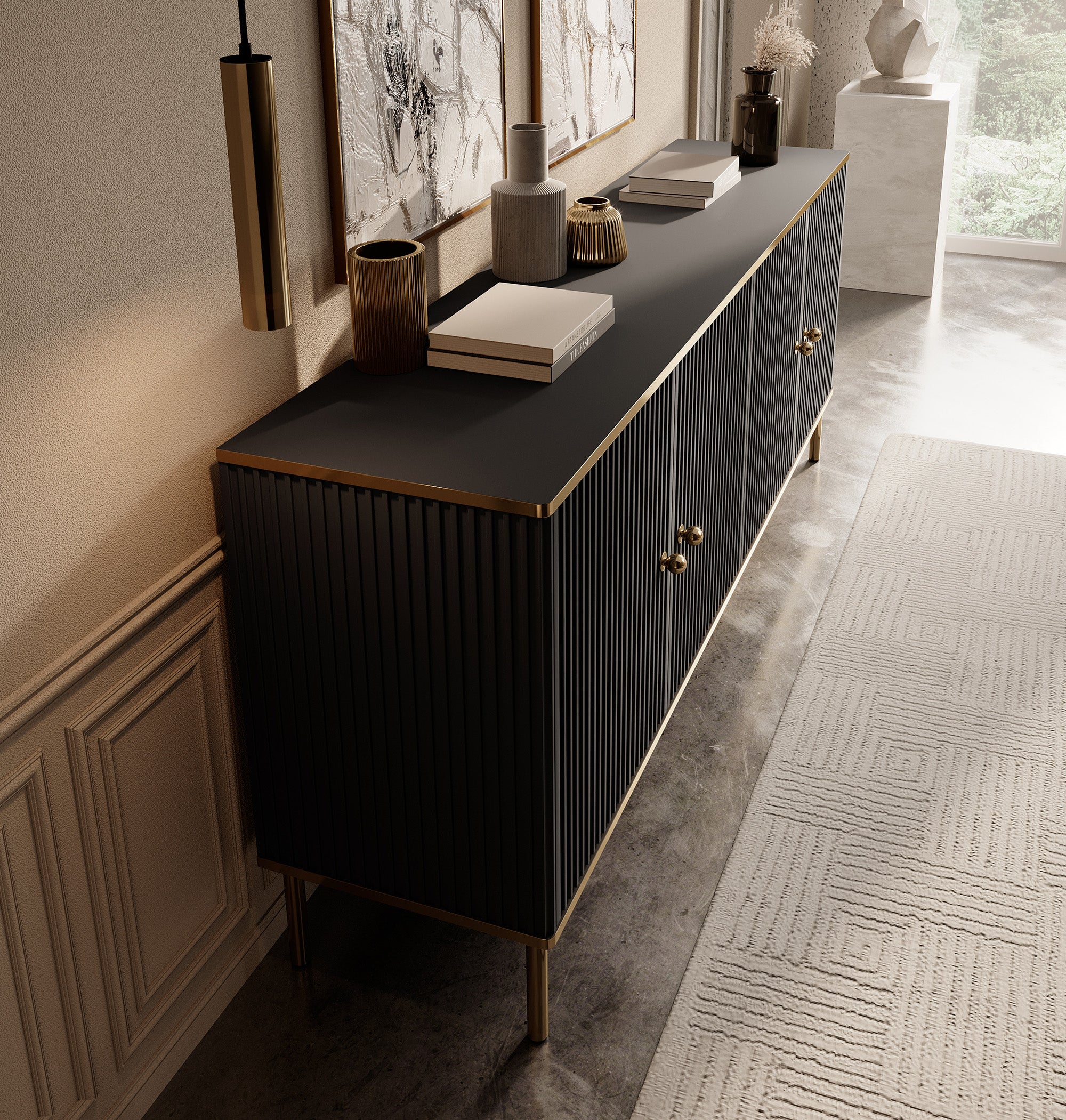 Vanty - Dressoir - Zwart - 182x40x75 cm