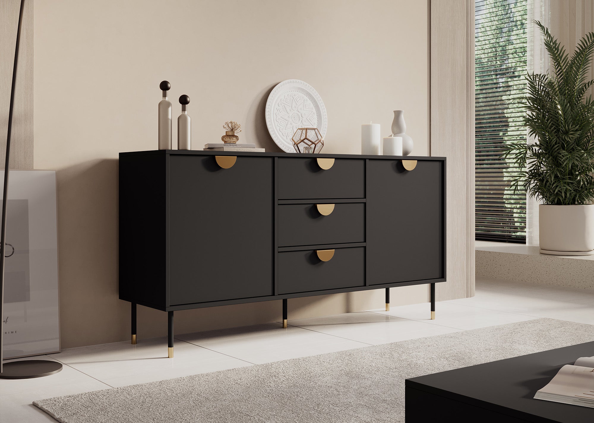 Veerle - Dressoir - Zwart - 150x40x78 cm