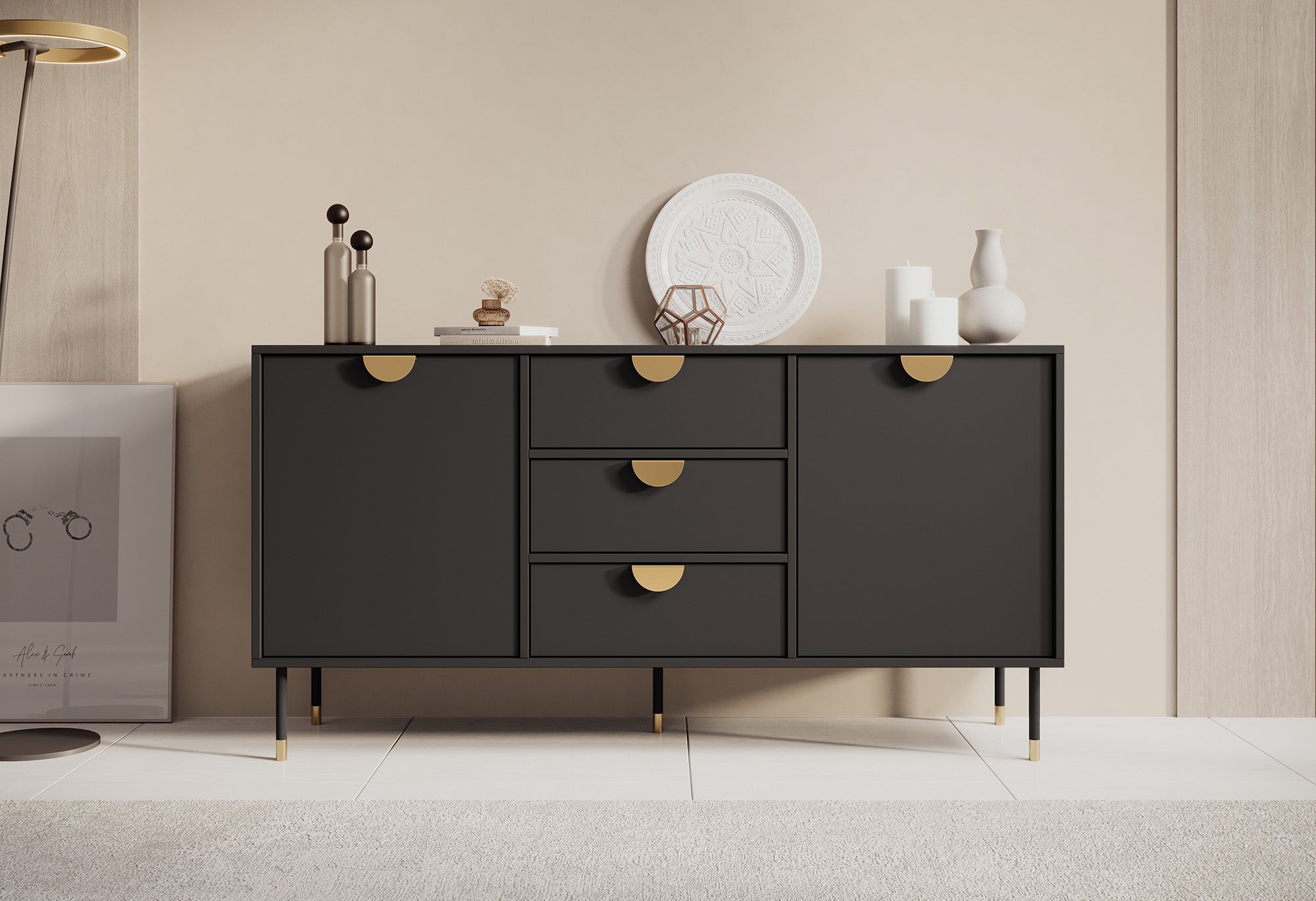 Veerle - Dressoir - Zwart - 150x40x78 cm