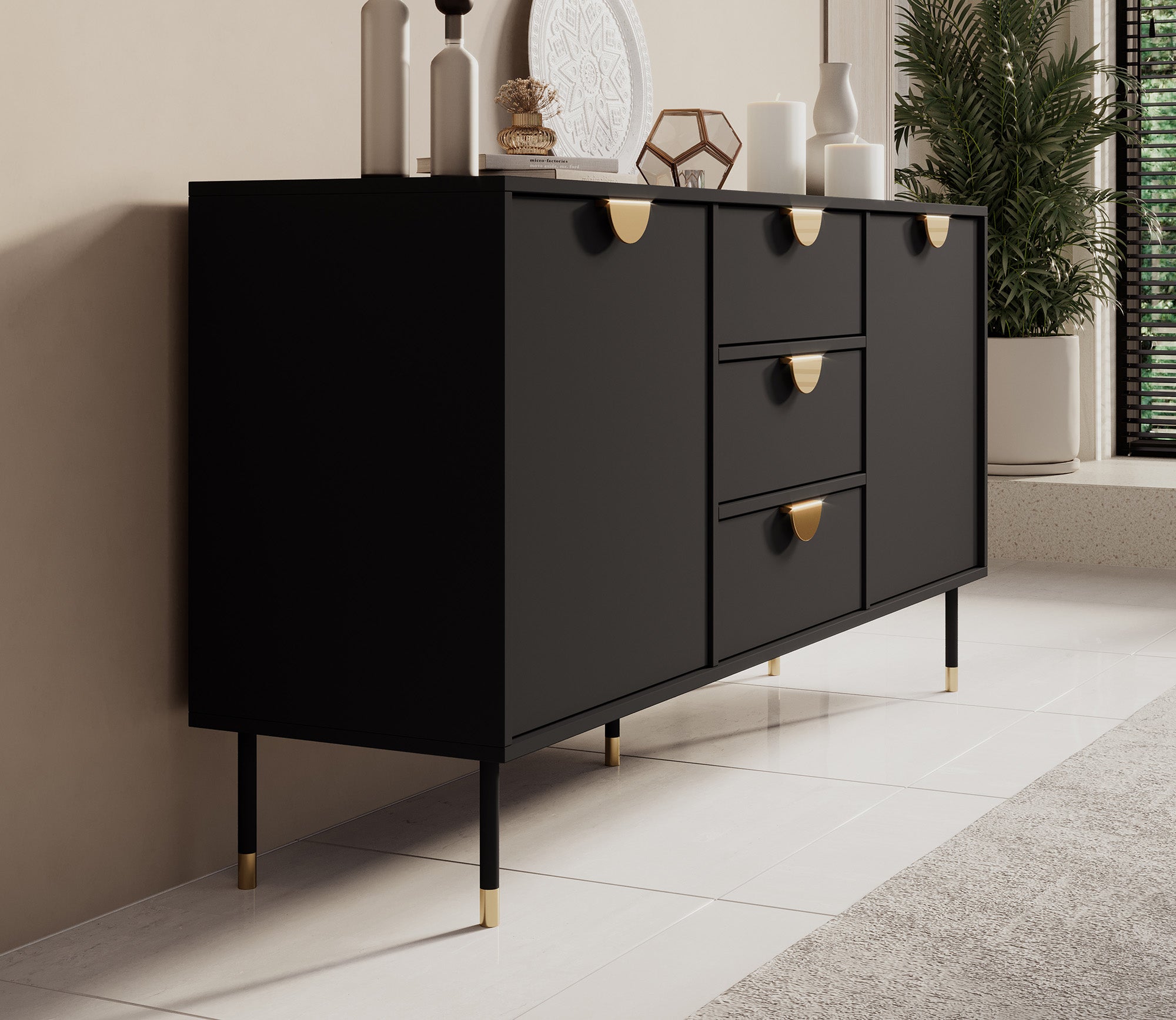 Veerle - Dressoir - Zwart - 150x40x78 cm