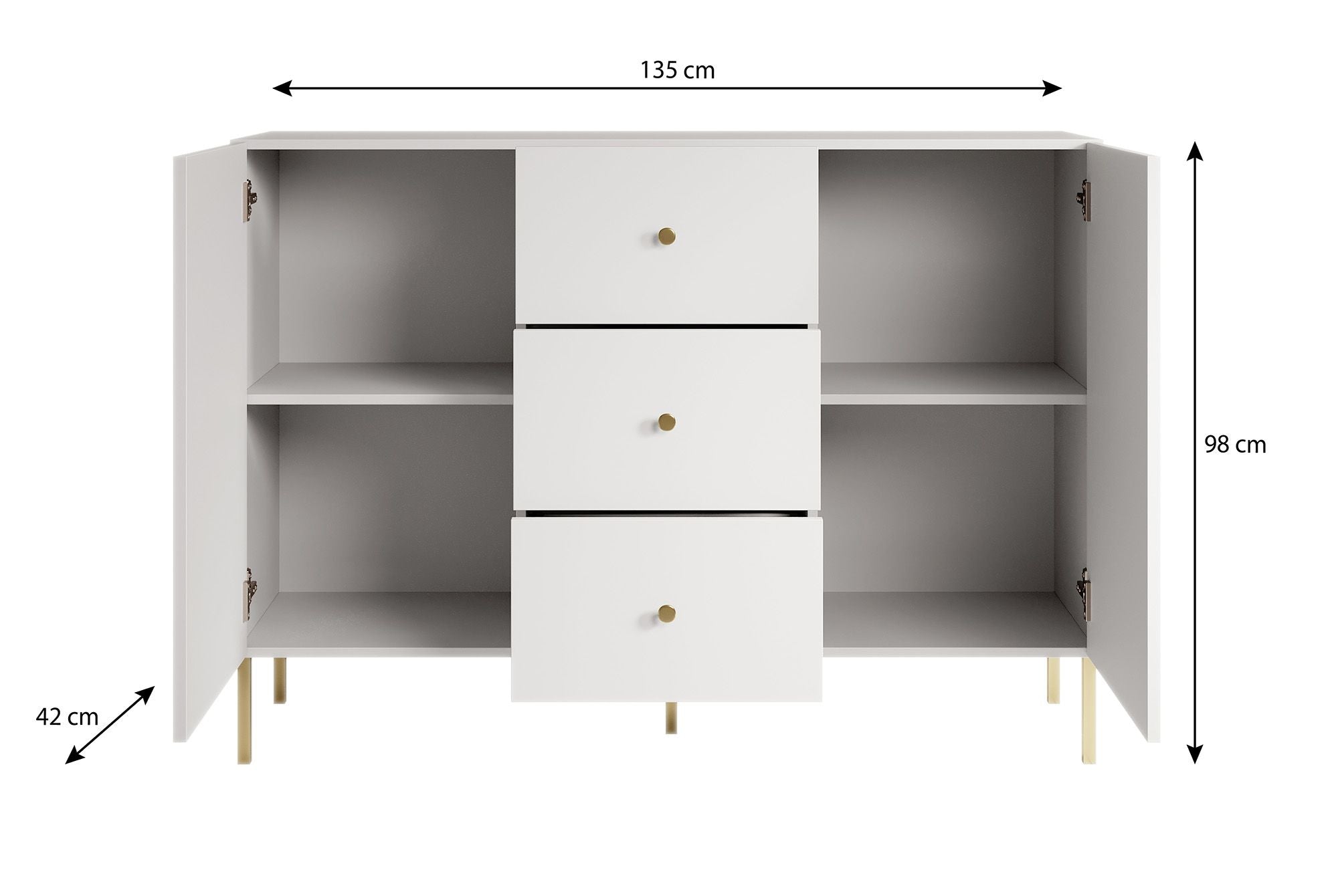 Vermont - Dressoir - Antraciet - 135x98x42 cm