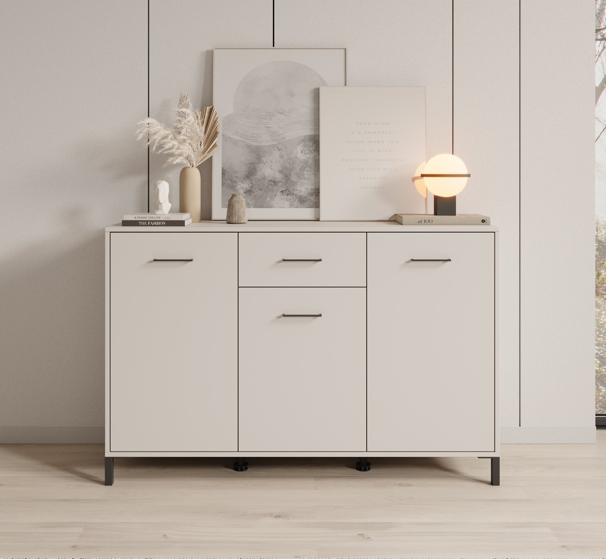 Vidor 1 - Dressoir - Beige - 138x40x90 cm