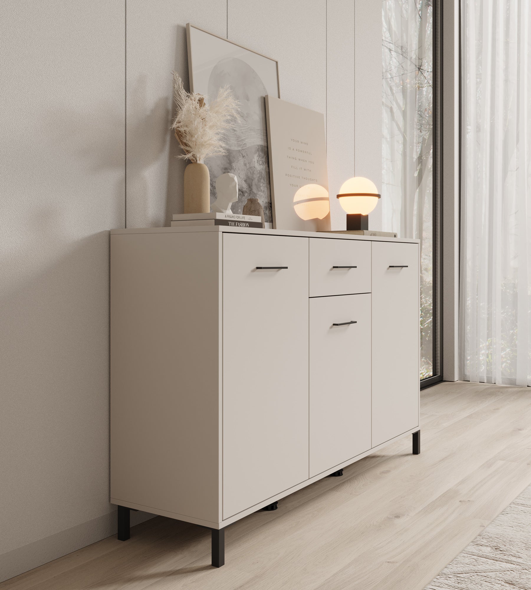 Vidor 1 - Dressoir - Beige - 138x40x90 cm
